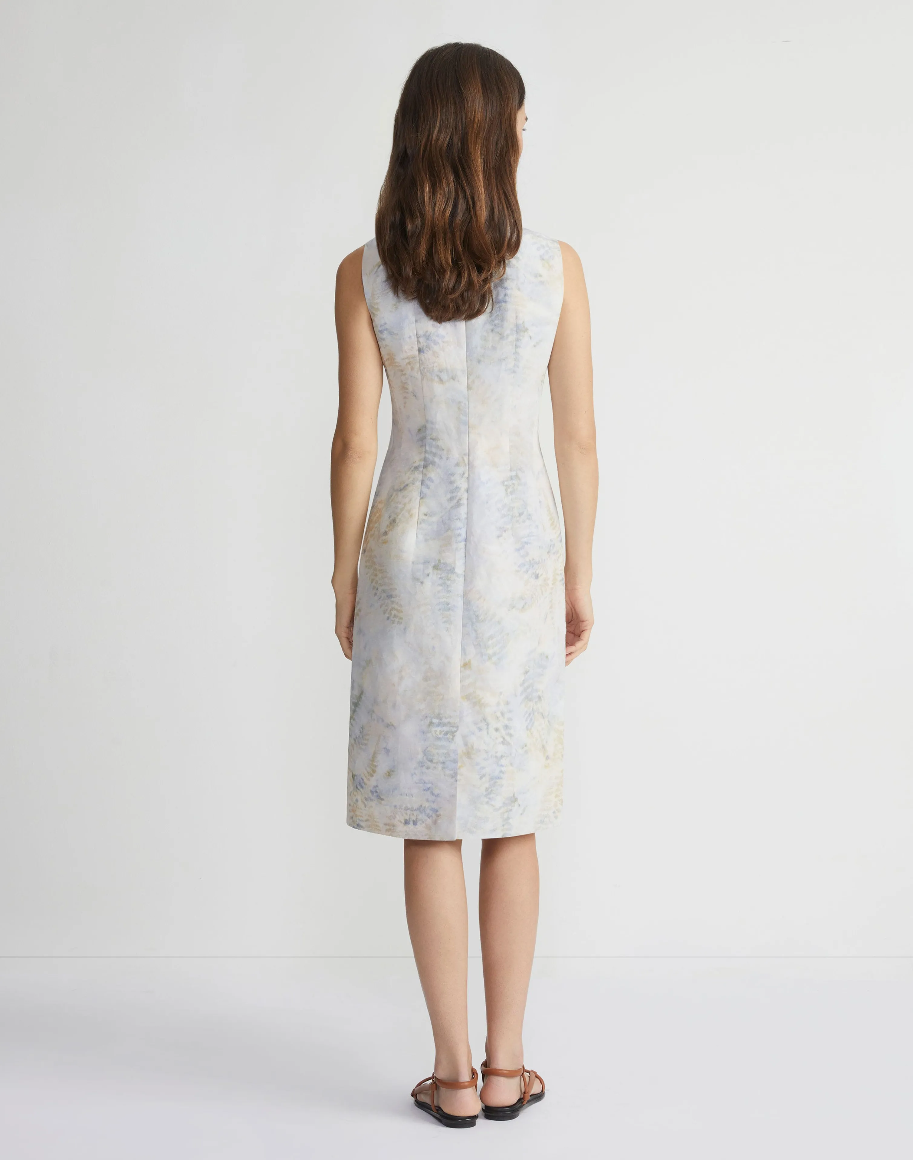 Eco Fern Warp Print Linen Sheath Dress