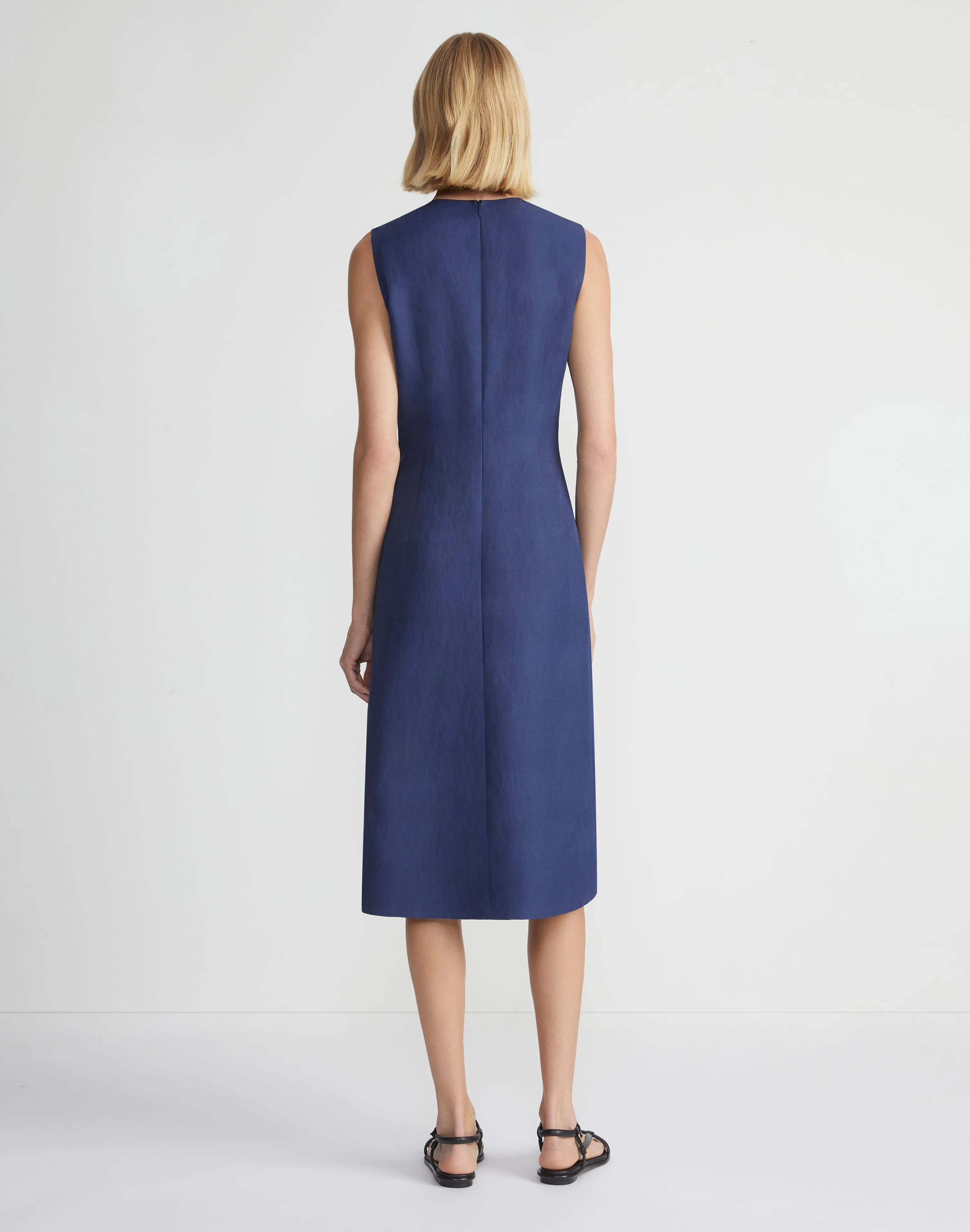 Flora Print Viscose-Linen Sleeveless Dress