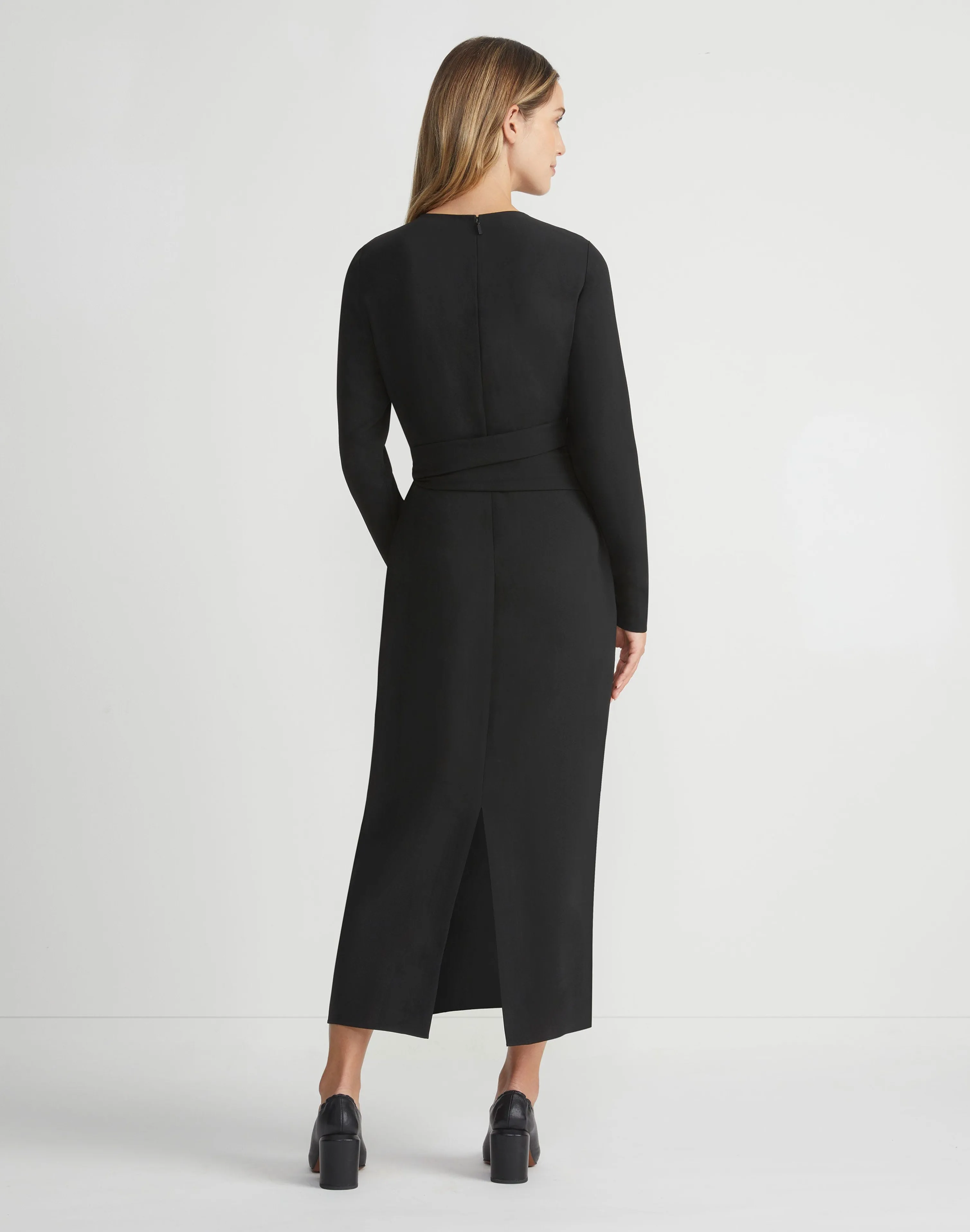 Responsible Finesse Crepe Keyhole Wrap Sash Dress