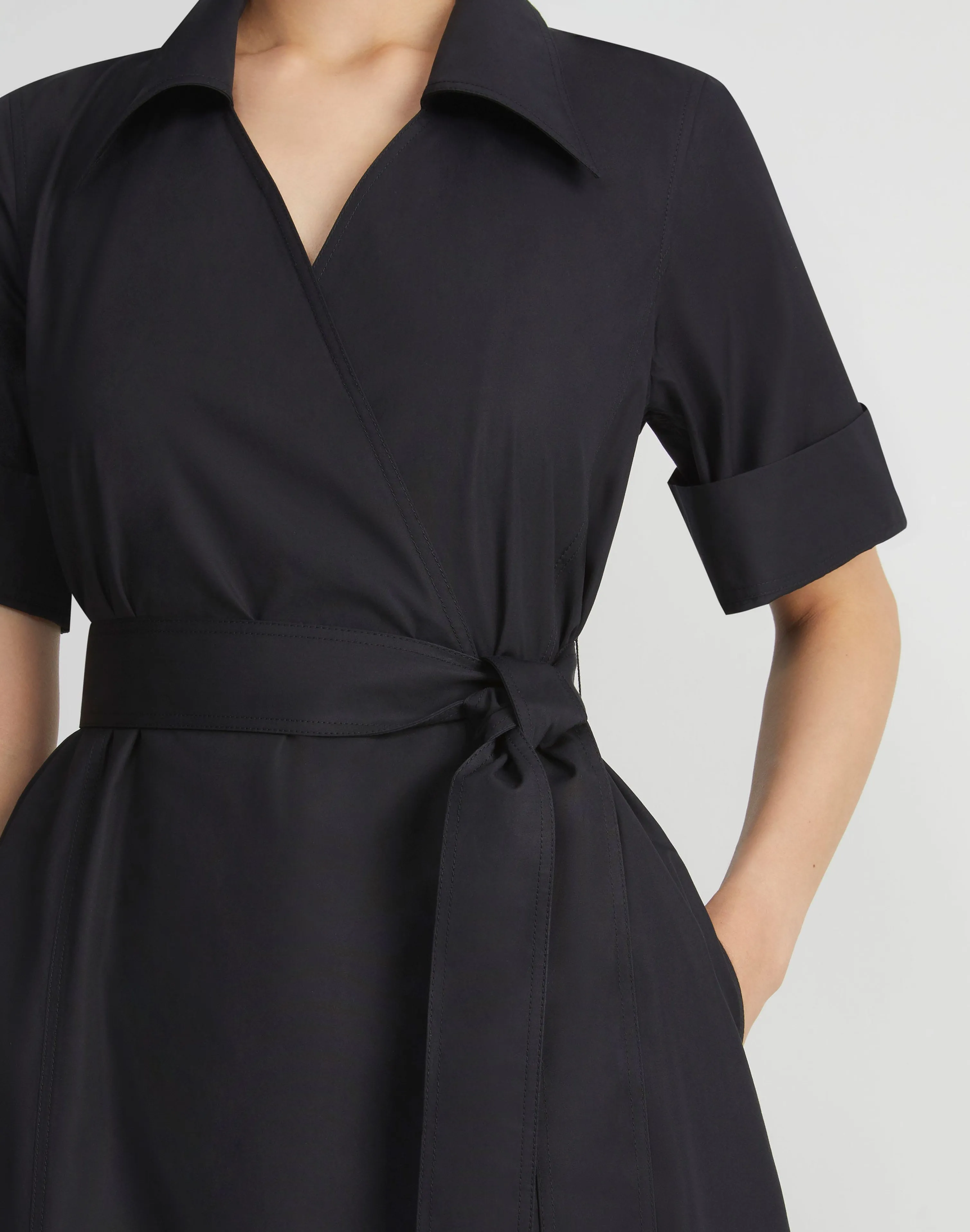 Organic Cotton Poplin Surplice Shirtdress