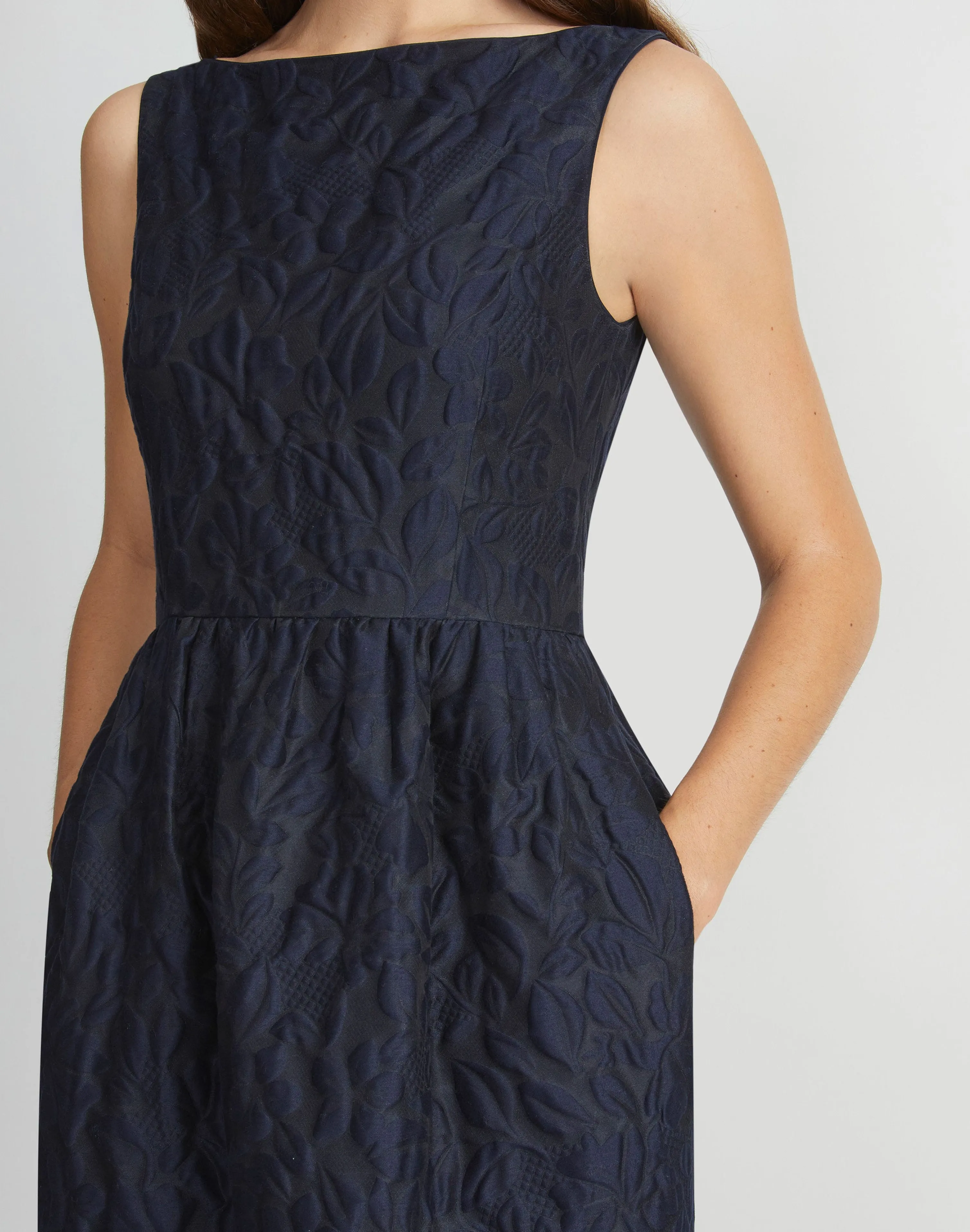 Flora Bloom Cloqué Jacquard Cotton-Silk Midi Dress