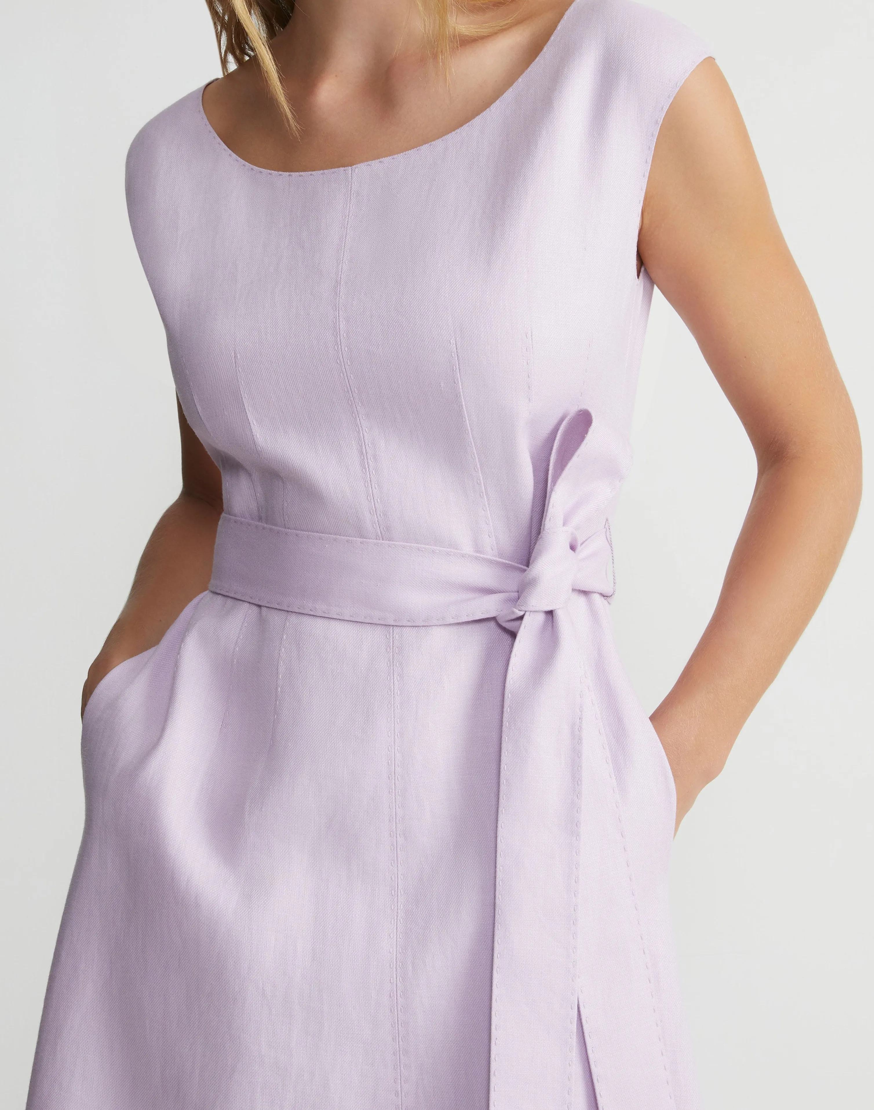 Linen Fit & Flare Midi Dress