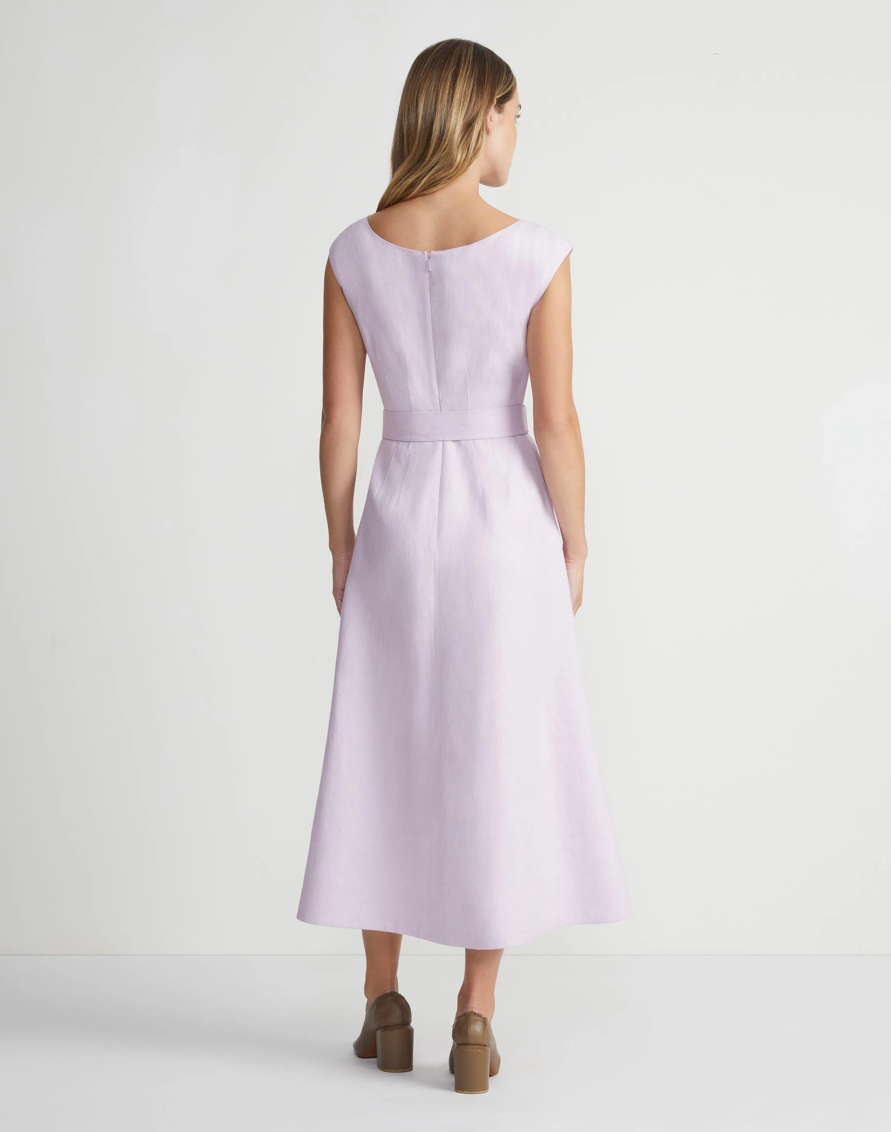 Linen Fit & Flare Midi Dress