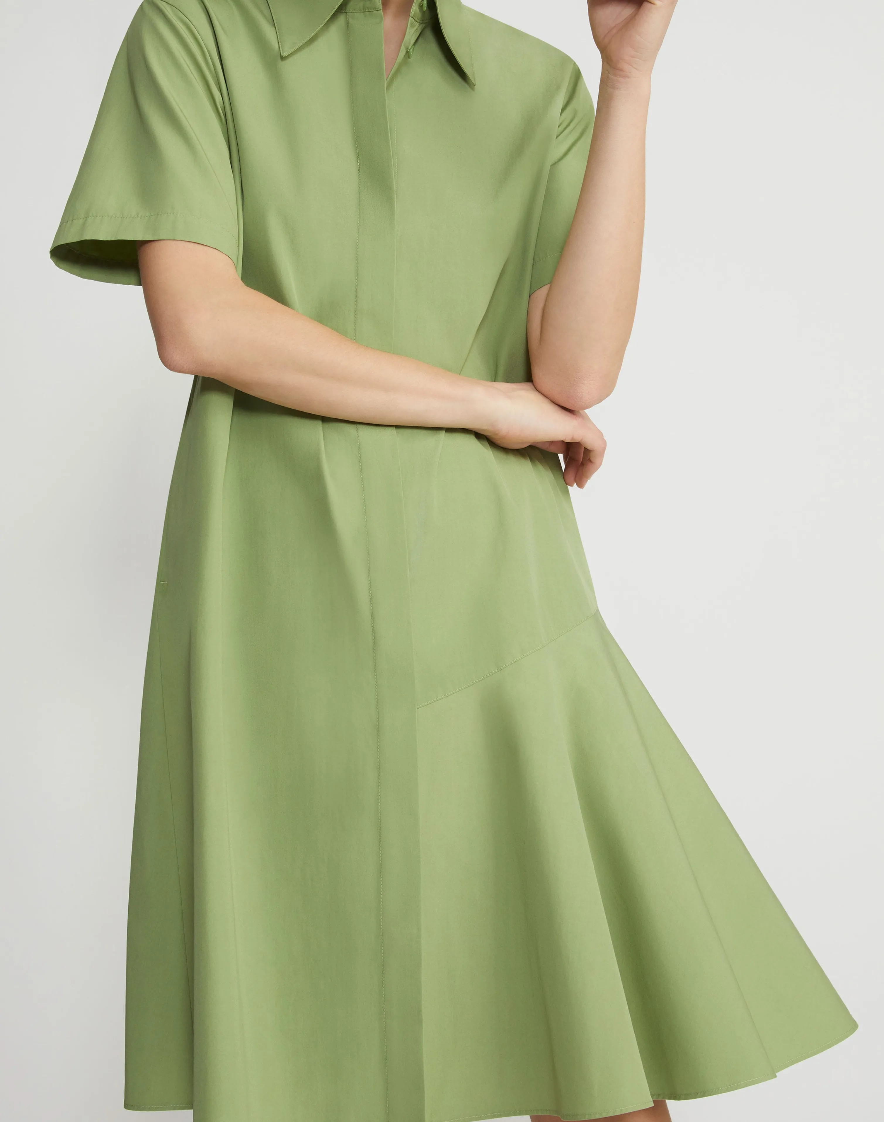 Organic Cotton Poplin Flounced Shirtdress