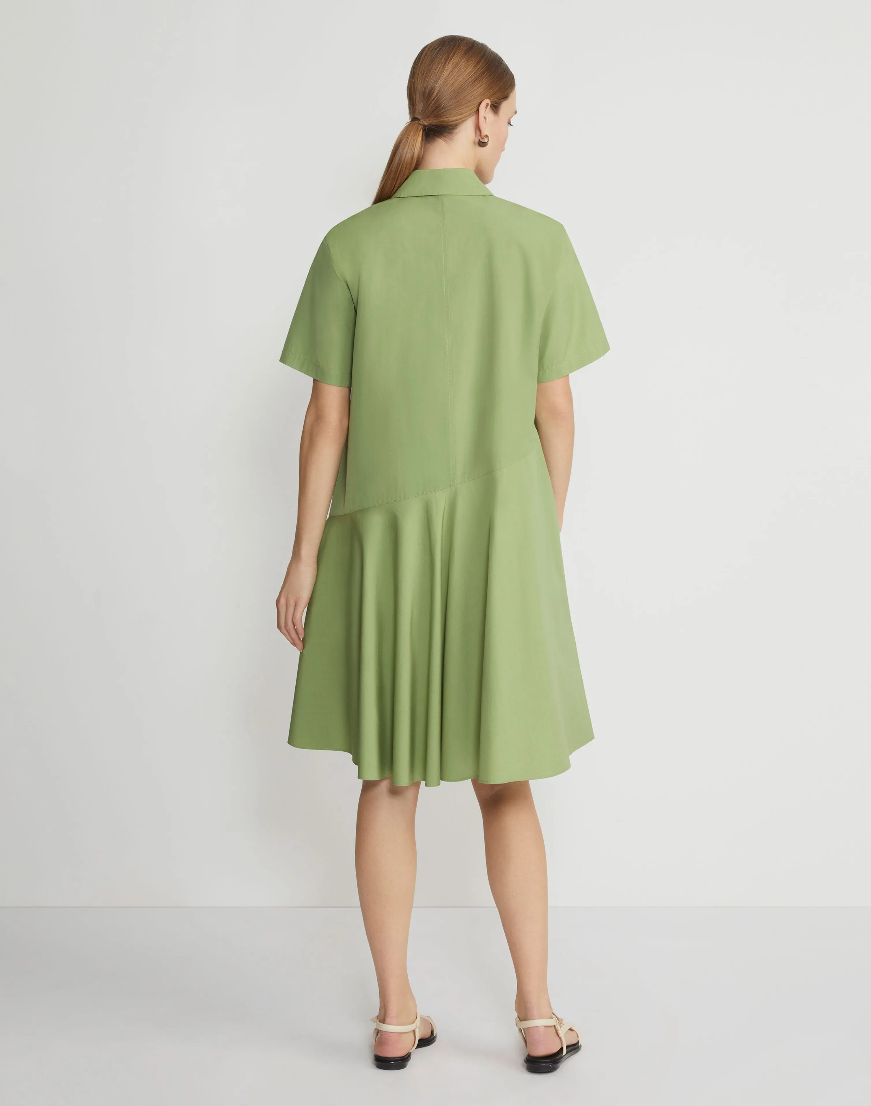 Organic Cotton Poplin Flounced Shirtdress