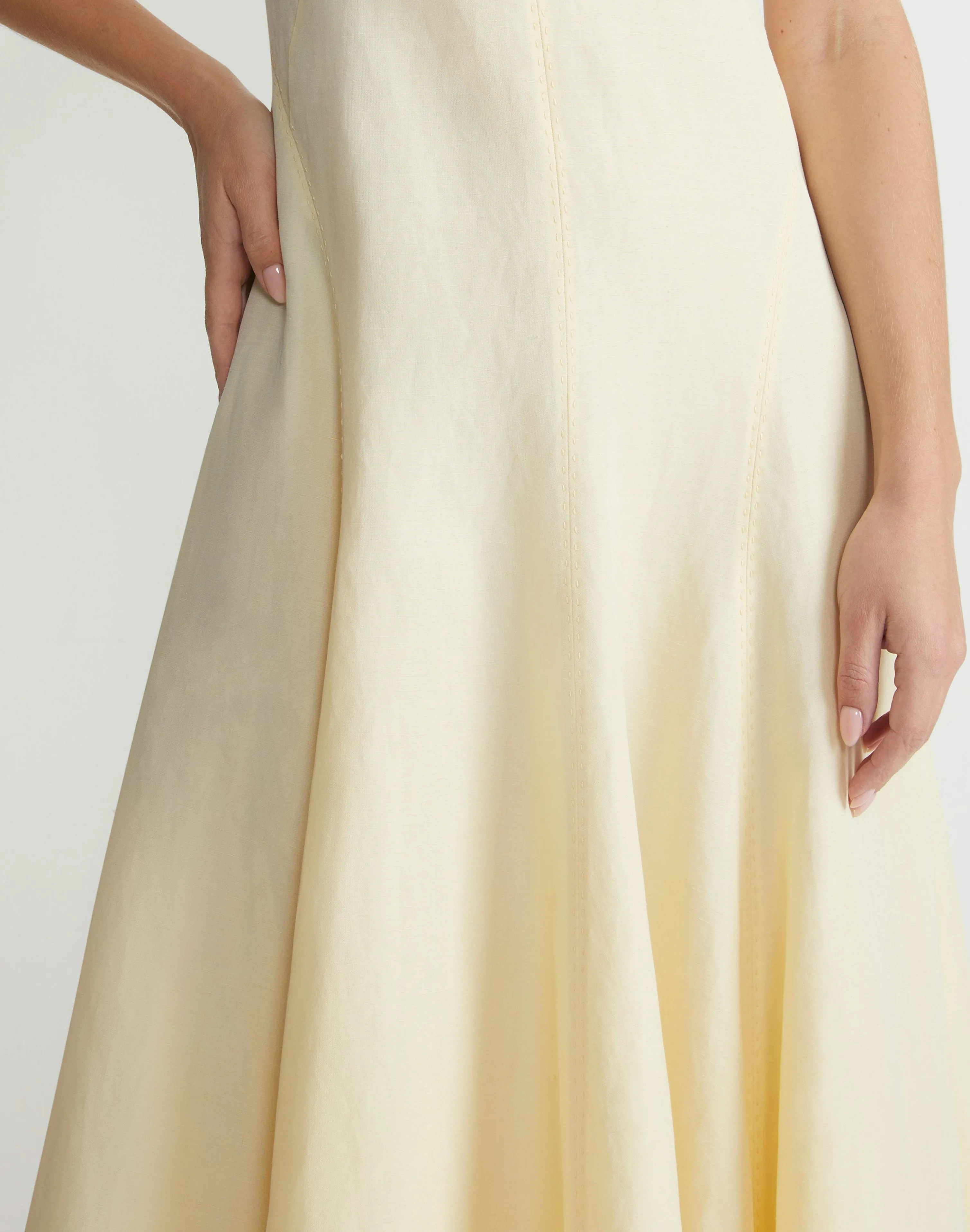 Silk-Linen Flared Dress