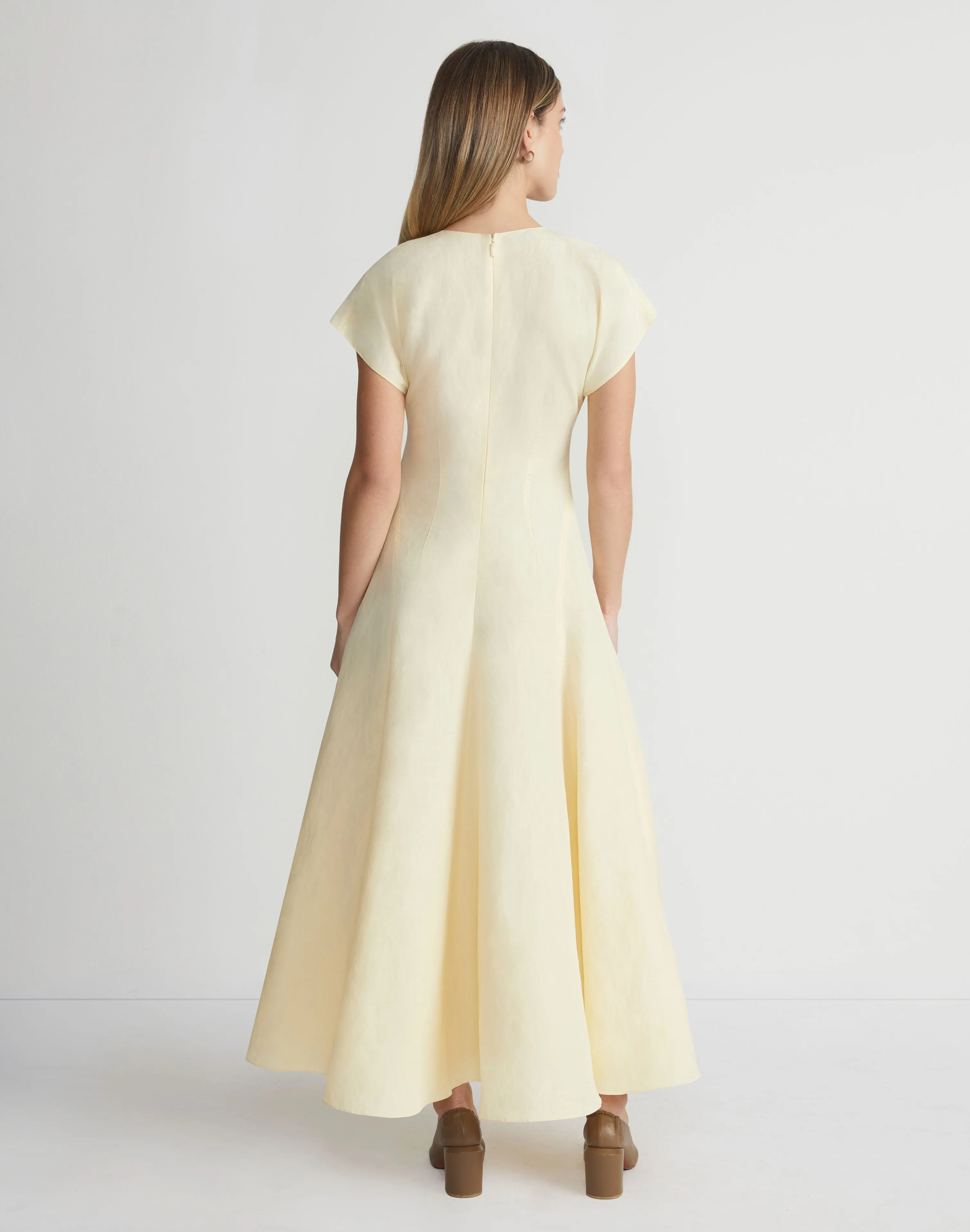 Silk-Linen Flared Dress