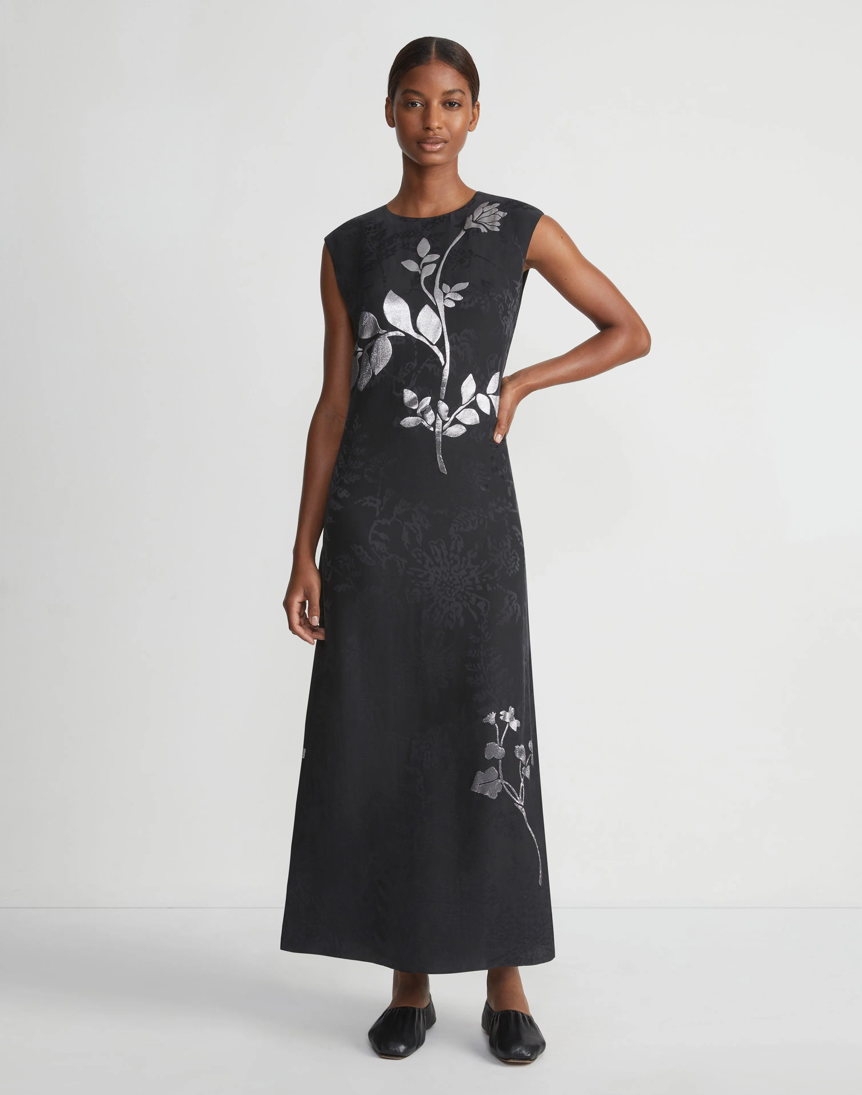 Flora Bloom Metallic Jacquard Viscose-Silk Dress