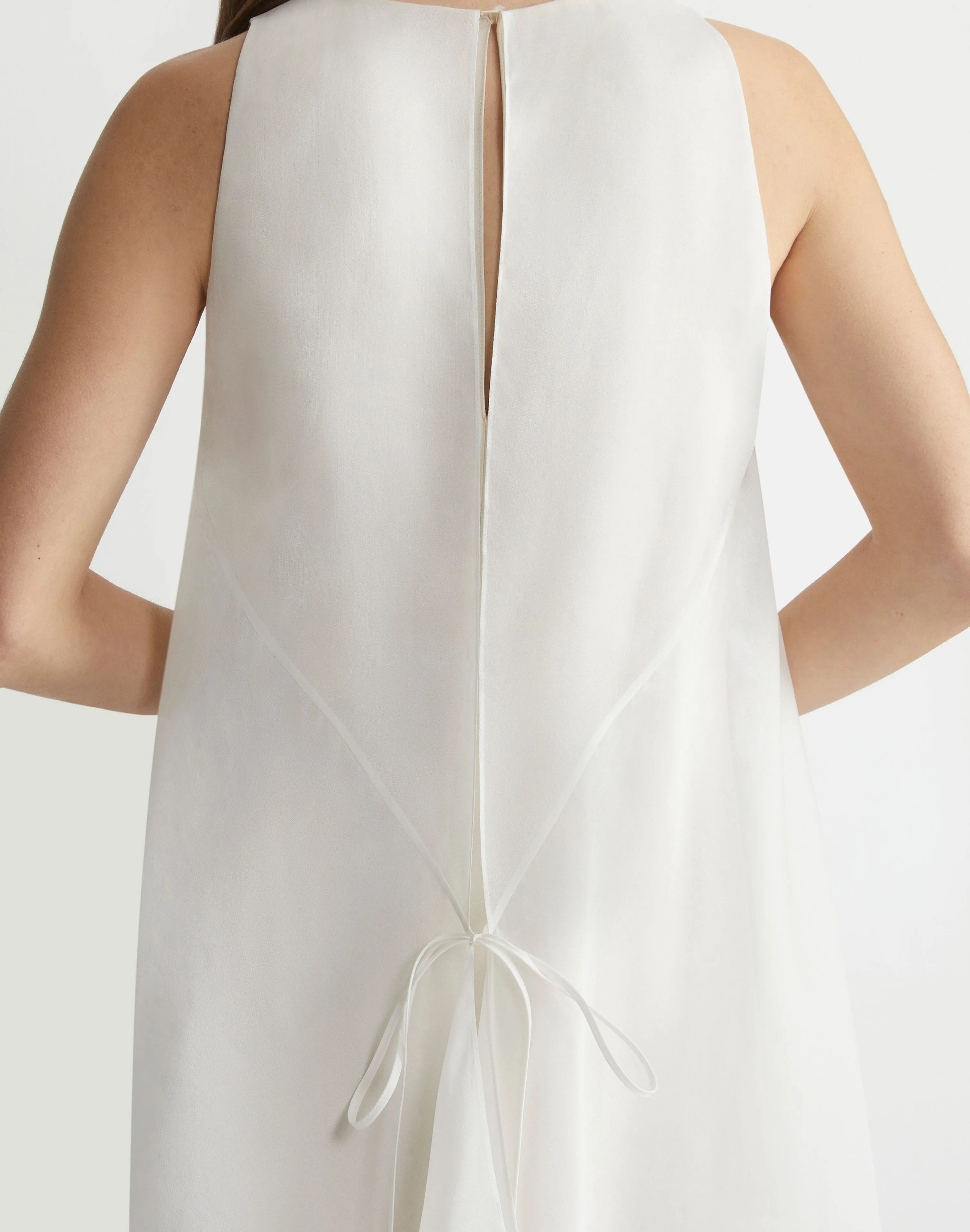 Silk Organza Overlay Tie Back Gown