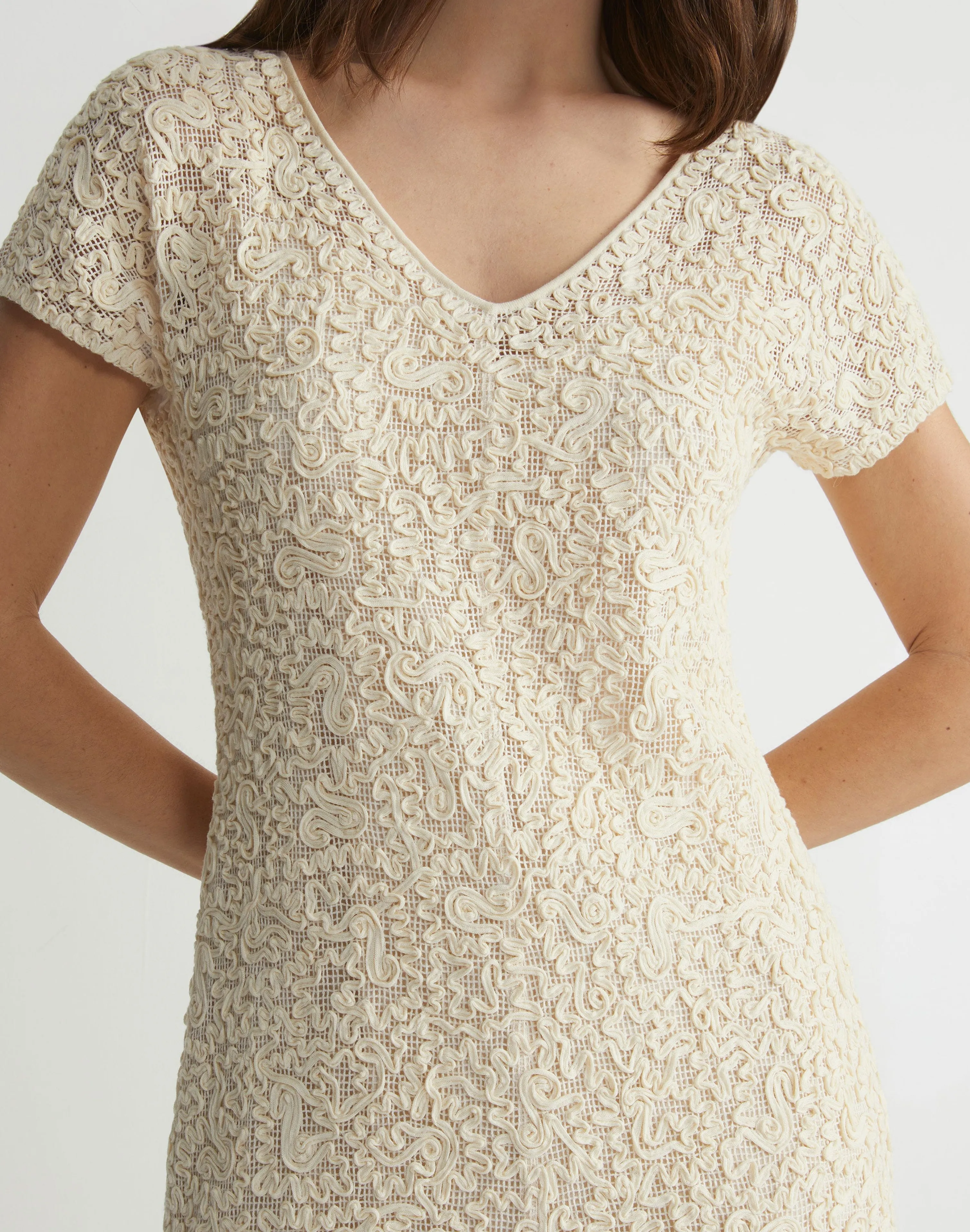 Soutache Embroidered Cotton Dress