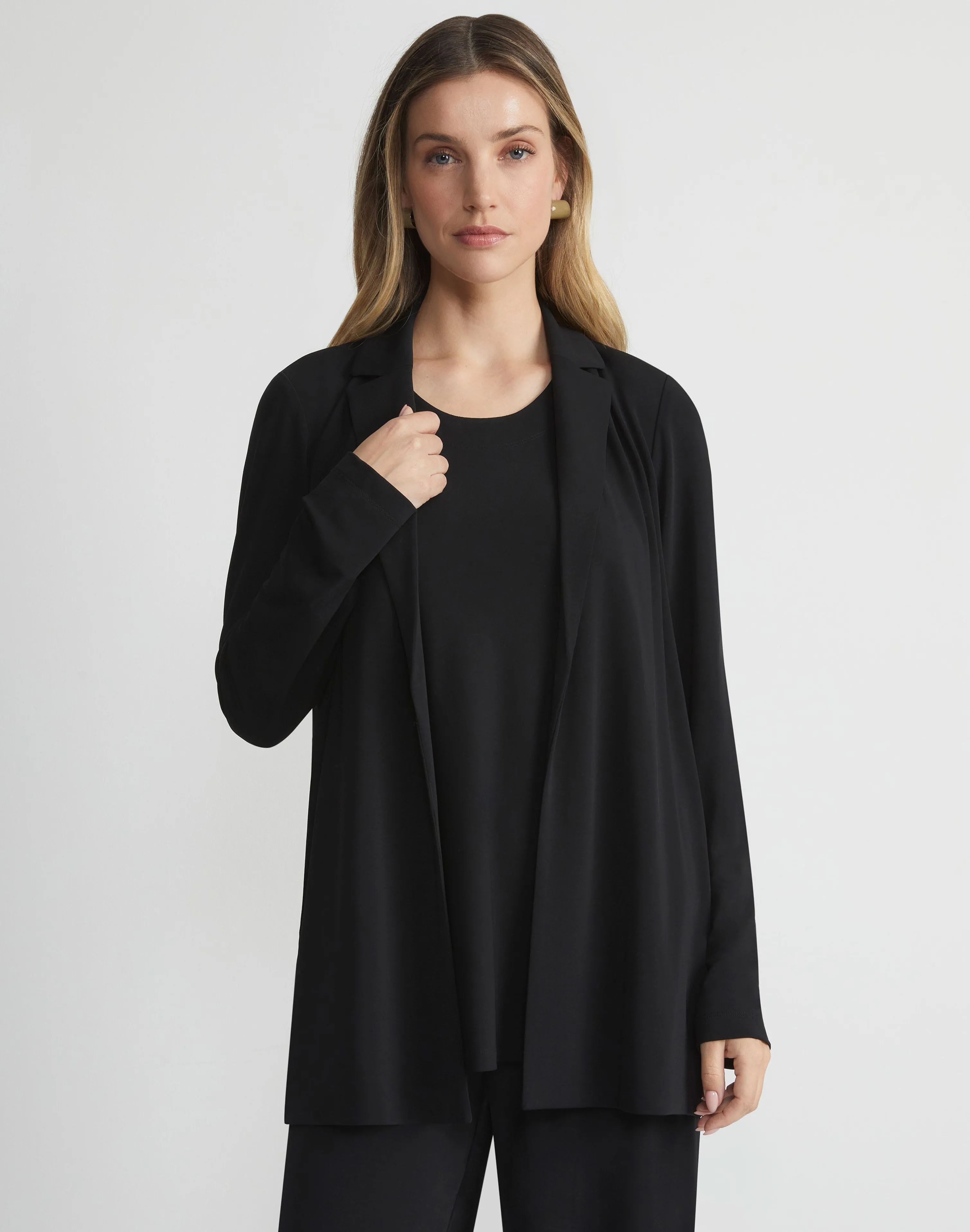 Matte Jersey Open Front Jacket