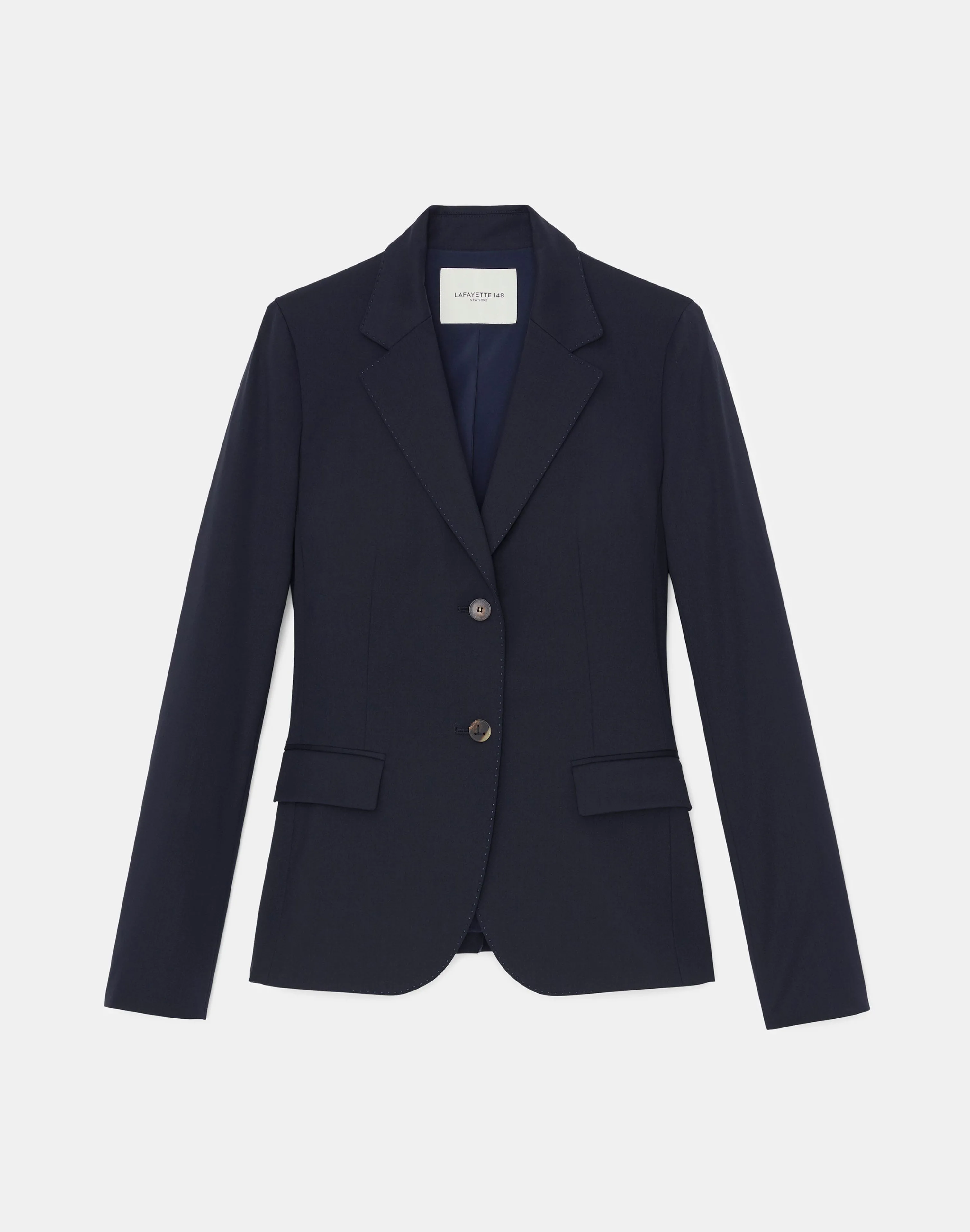 Stretch Wool Two-Button Blazer