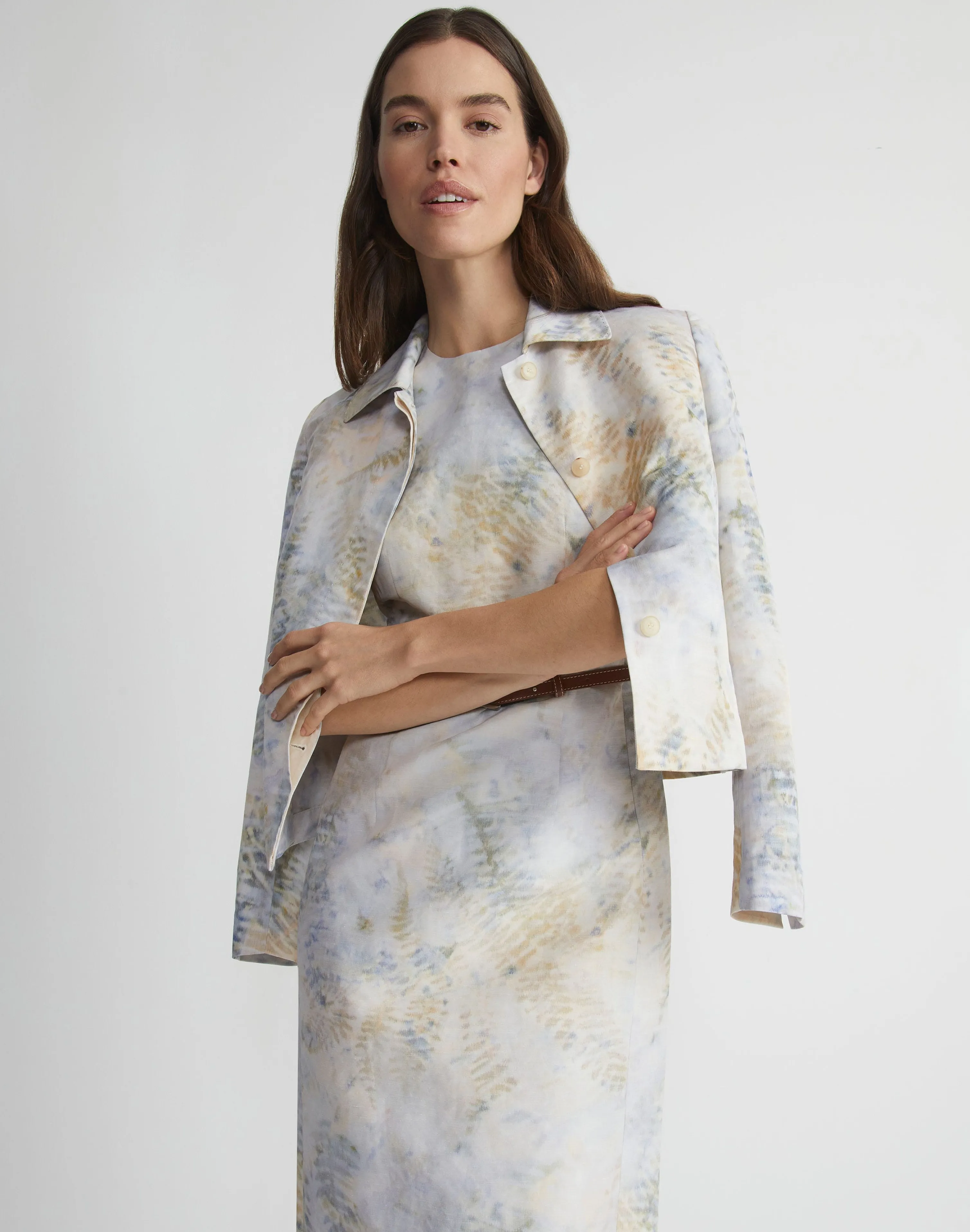 Eco Fern Warp Print Linen Jacket