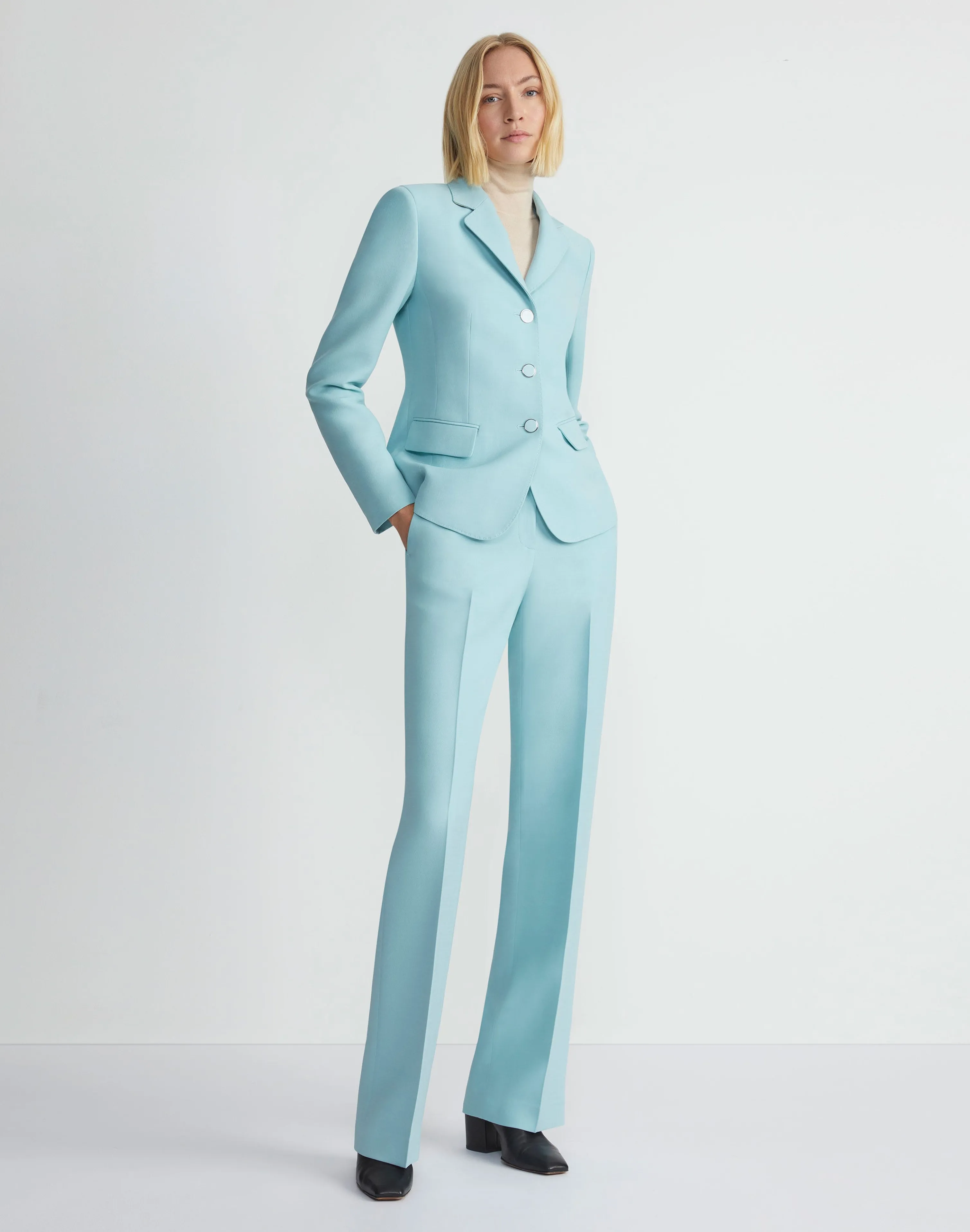 Wool-Silk Crepe Academy Blazer