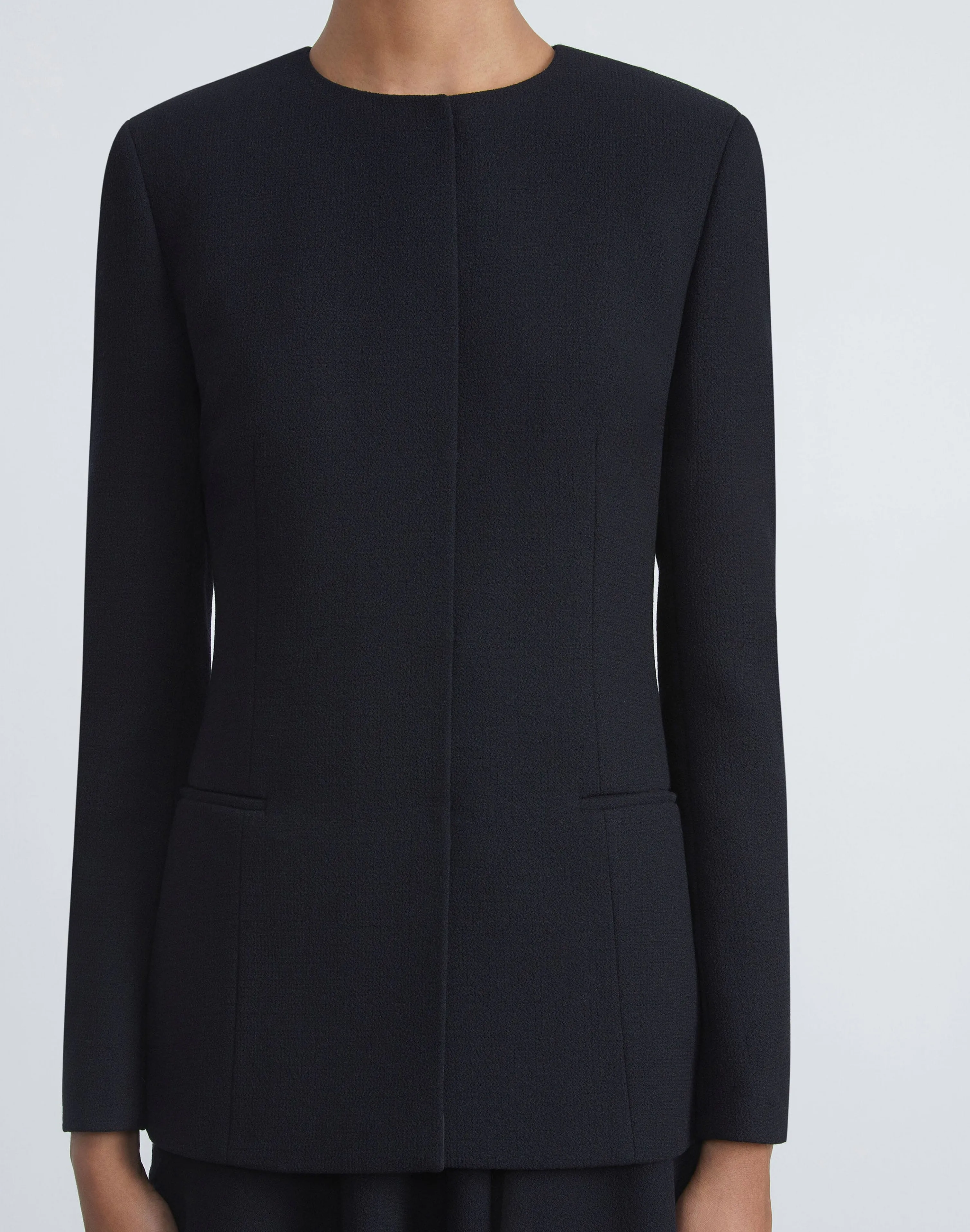Responsible Wool Nouveau Crepe Collarless Jacket
