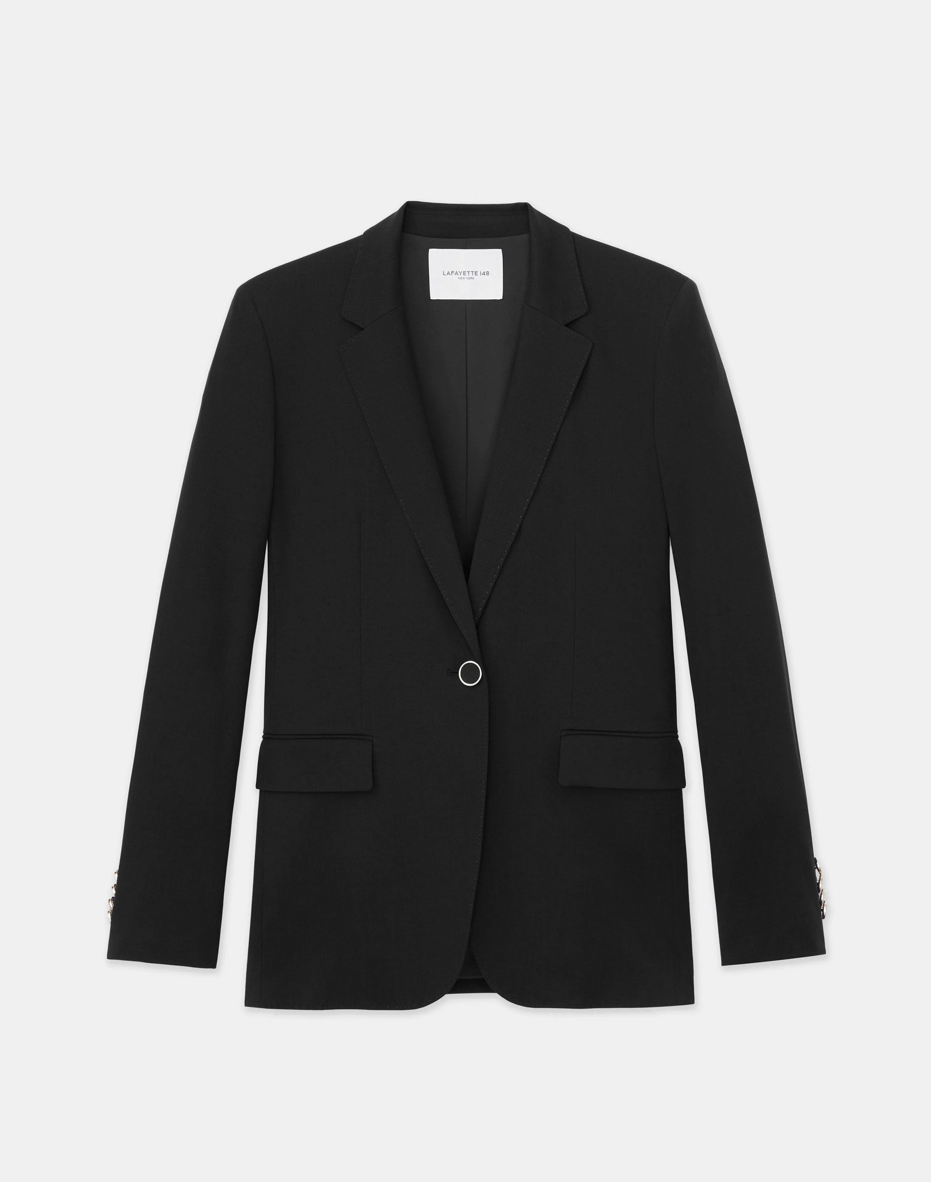 Stretch Virgin Wool Single Button Blazer