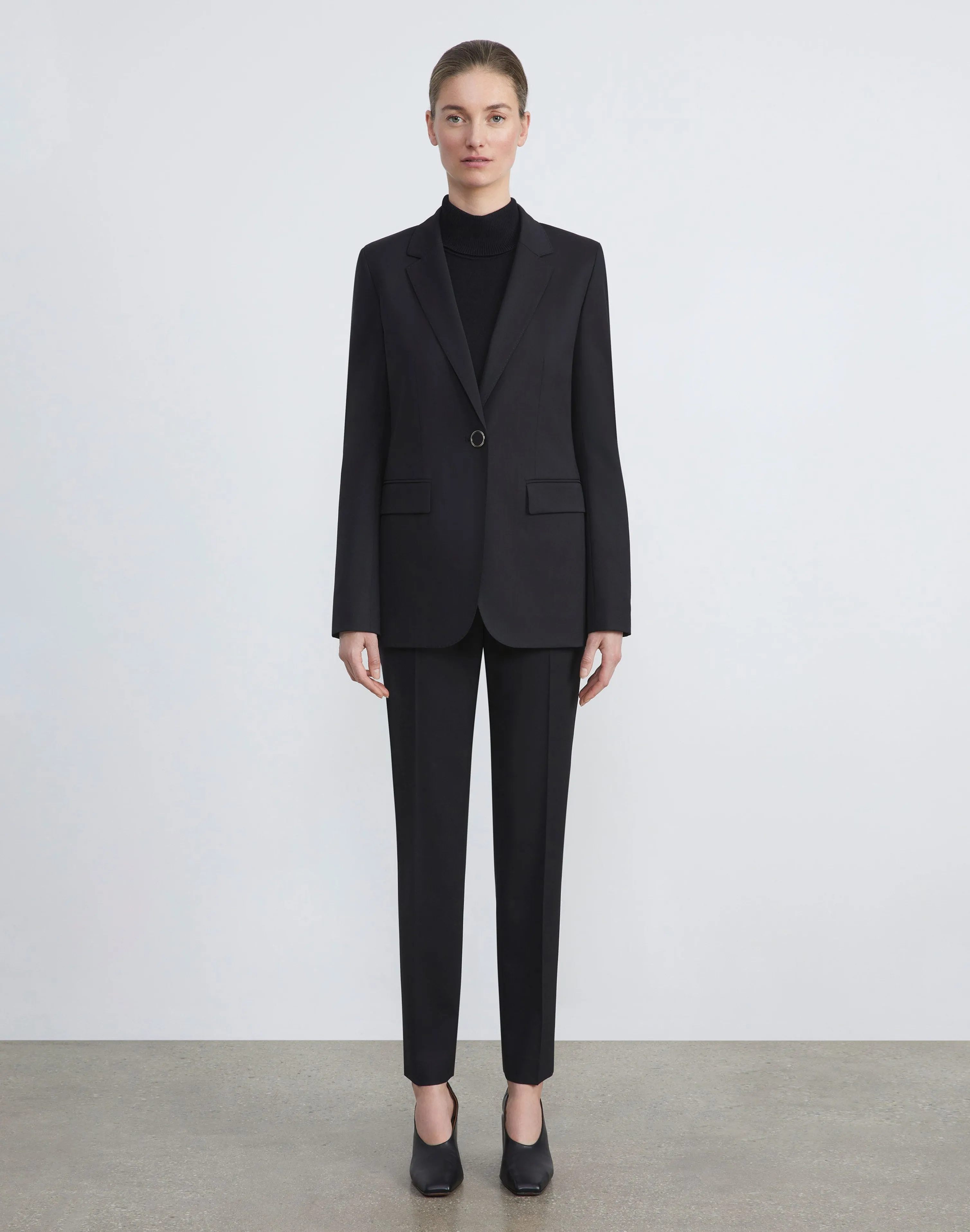 Stretch Virgin Wool Single Button Blazer