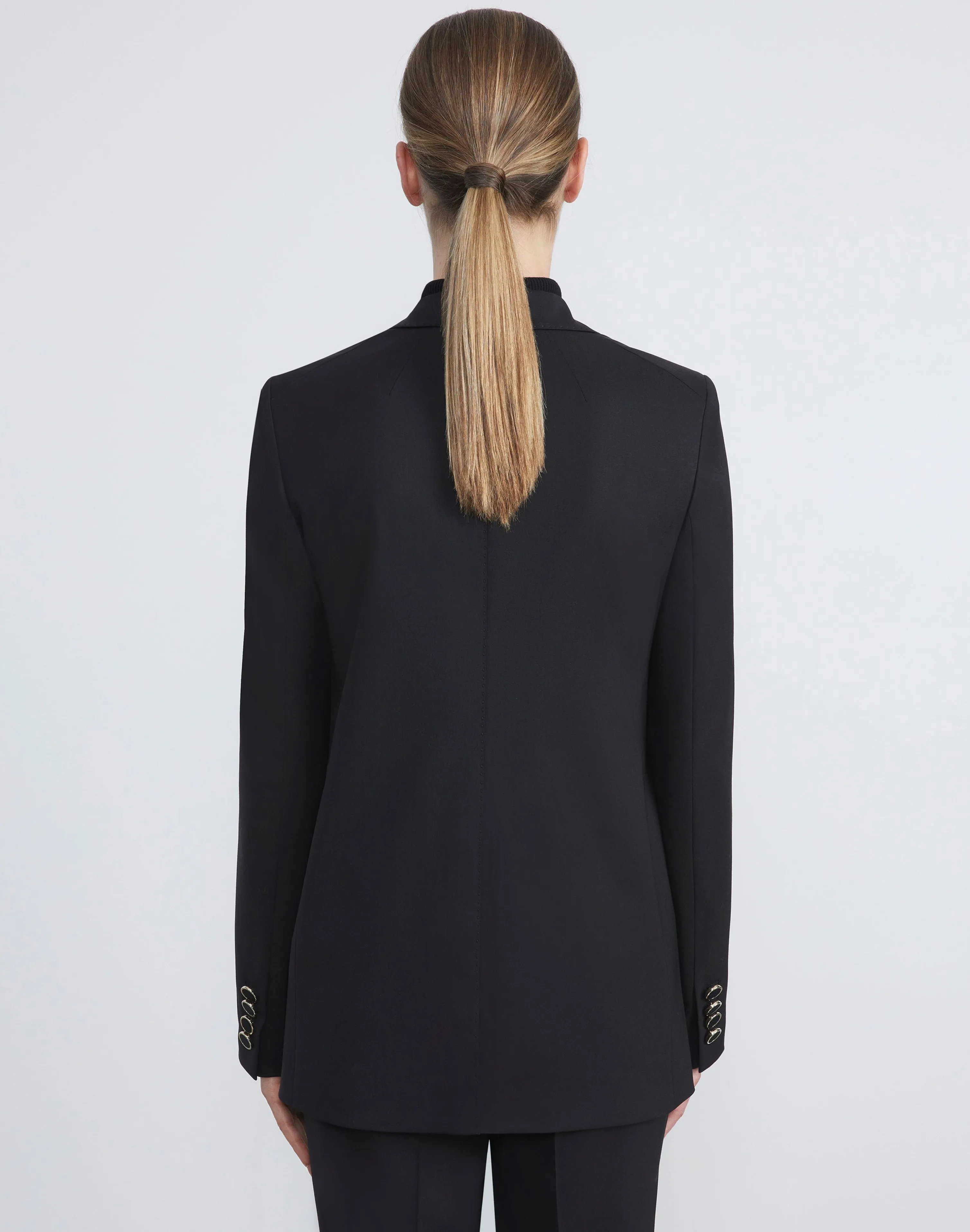 Stretch Virgin Wool Single Button Blazer