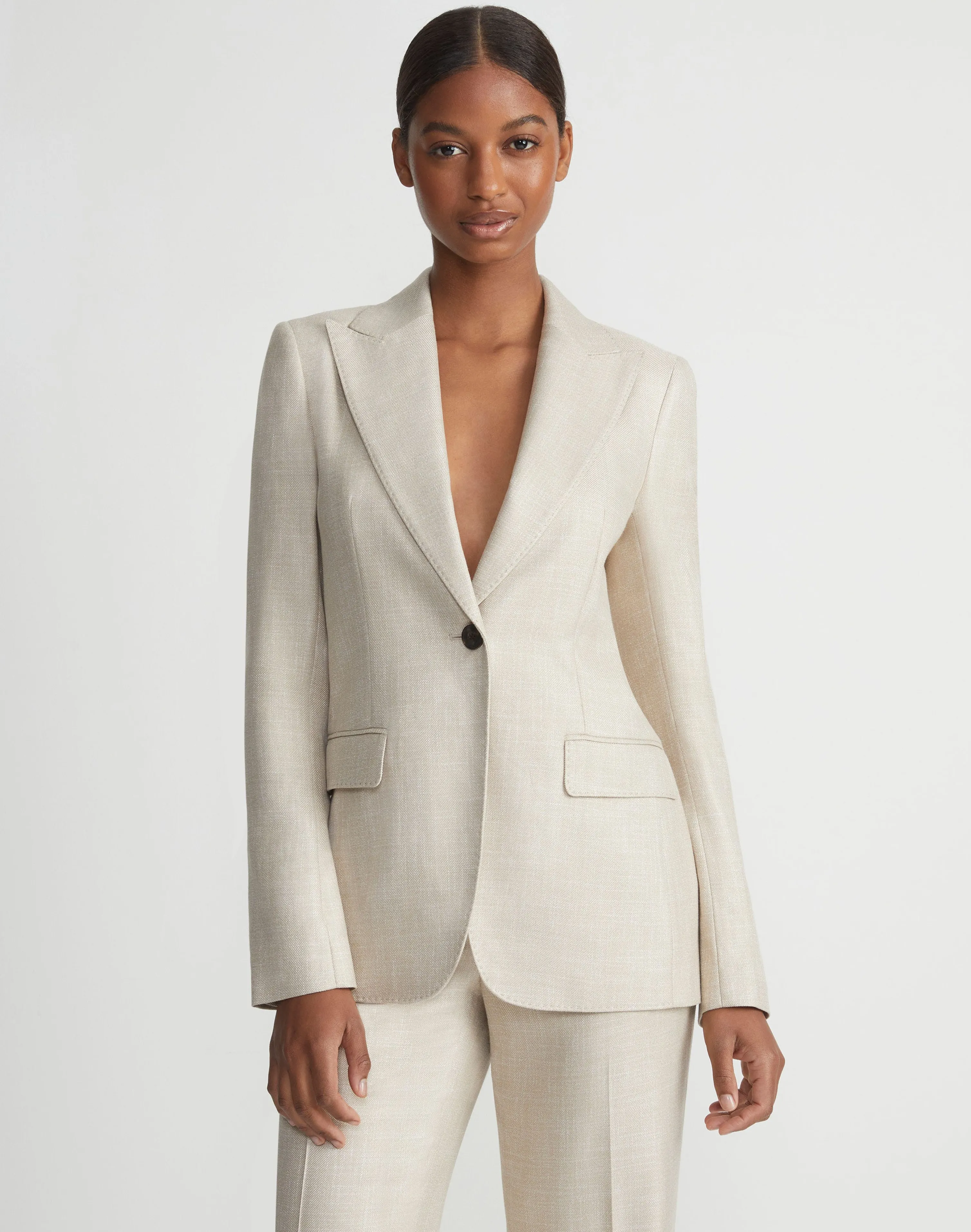 Bamboo Viscose Twill Single Button Blazer