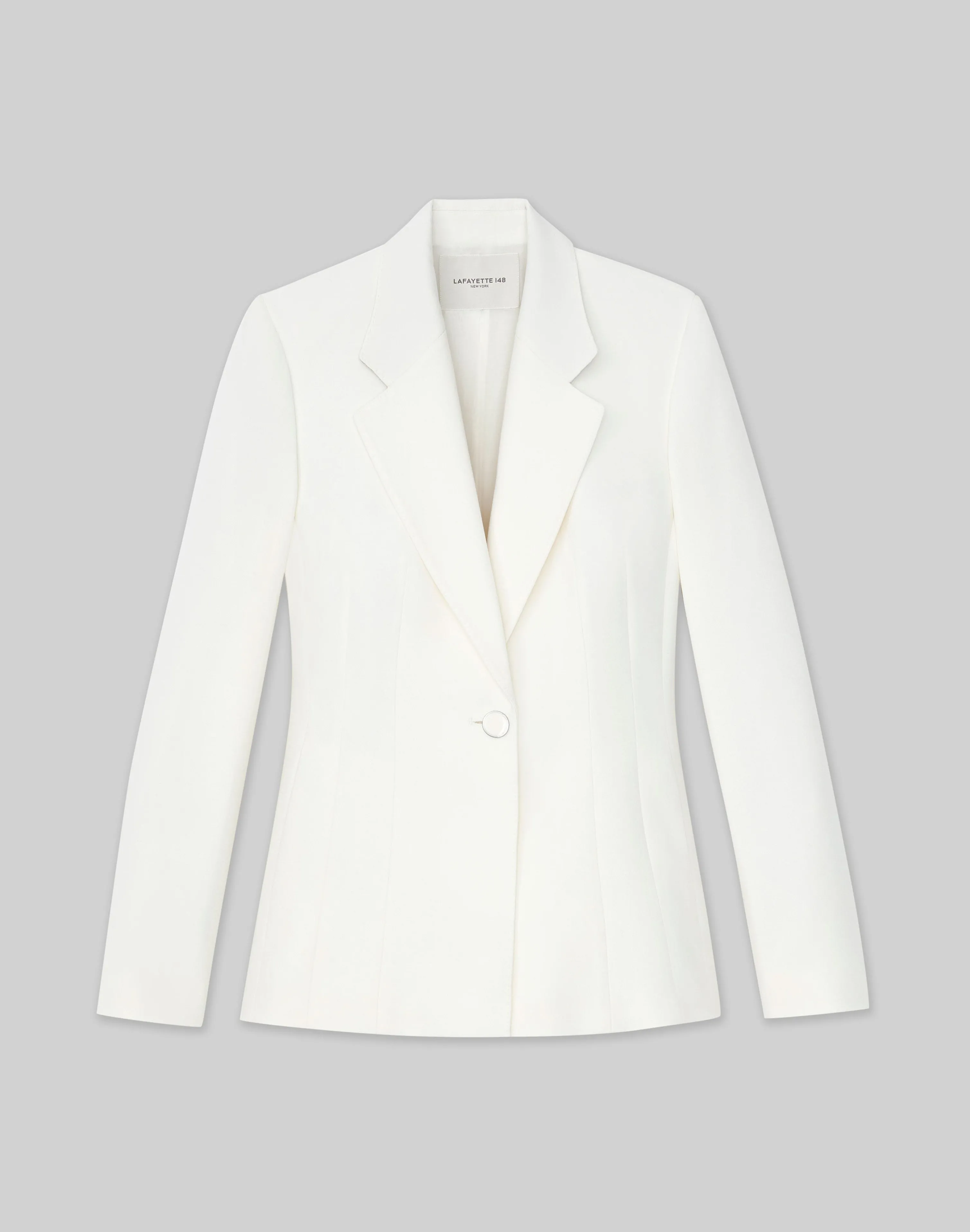 Wool-Silk Crepe Single Button Blazer