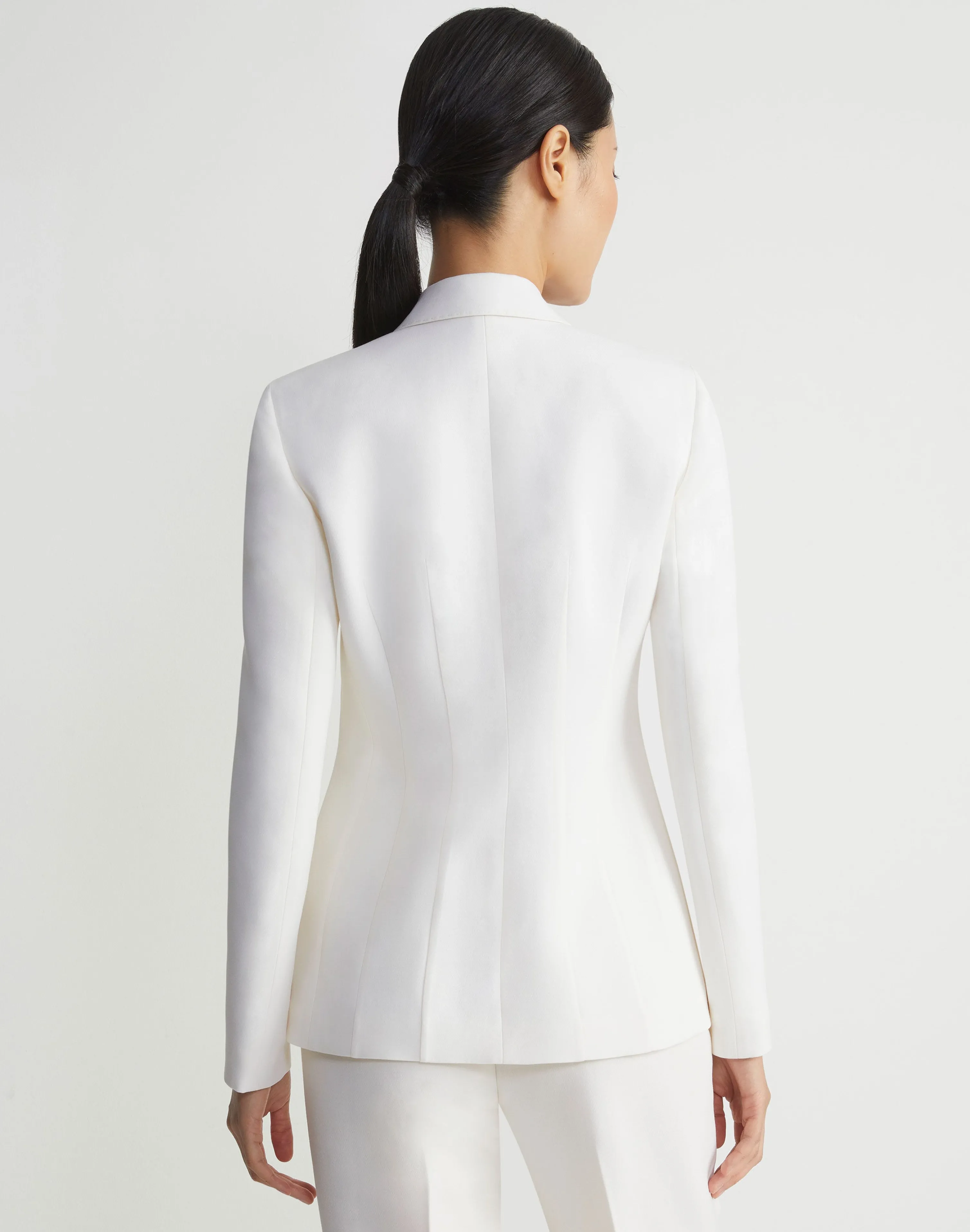 Wool-Silk Crepe Single Button Blazer