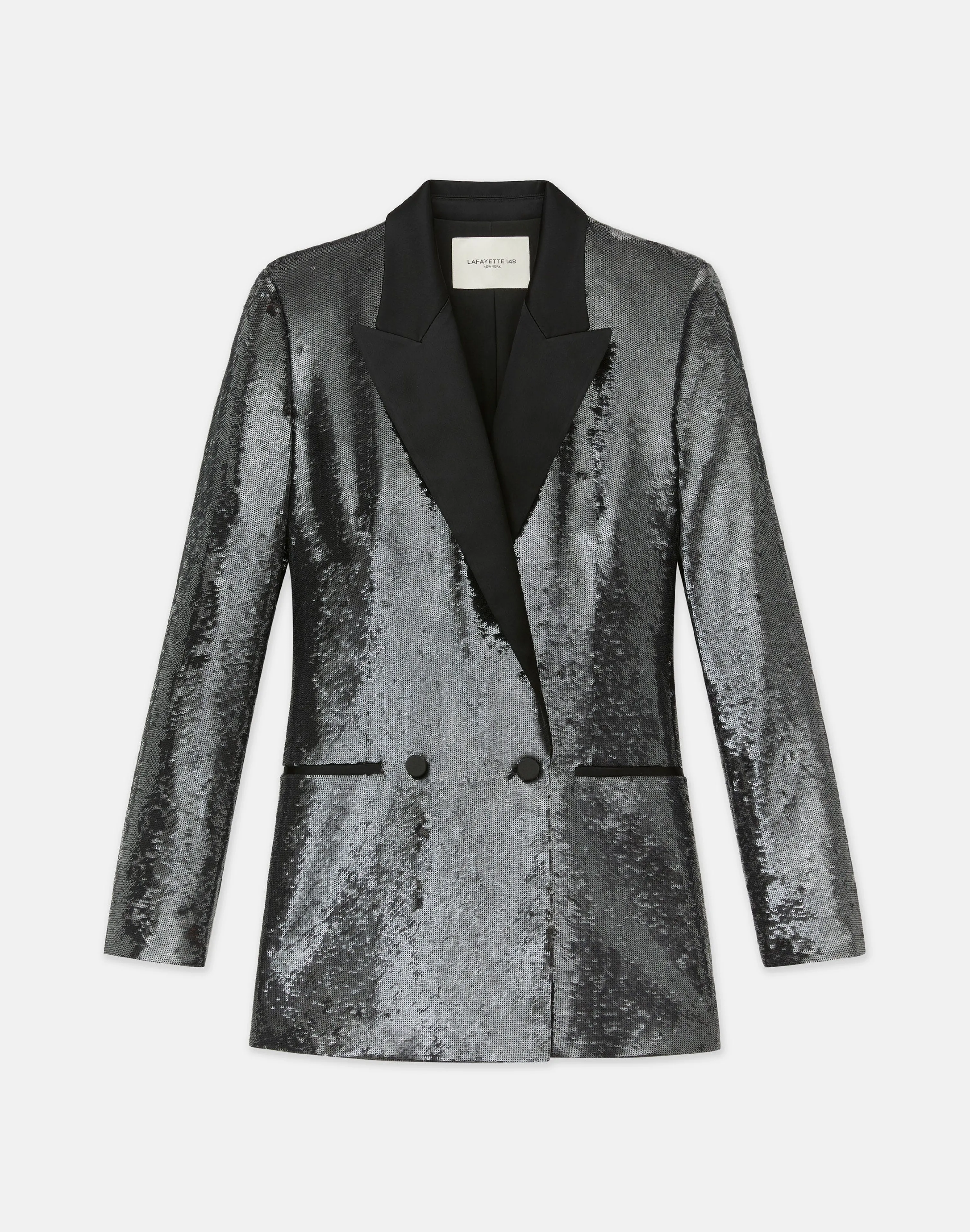 Sequin Chiffon Double Breasted Blazer