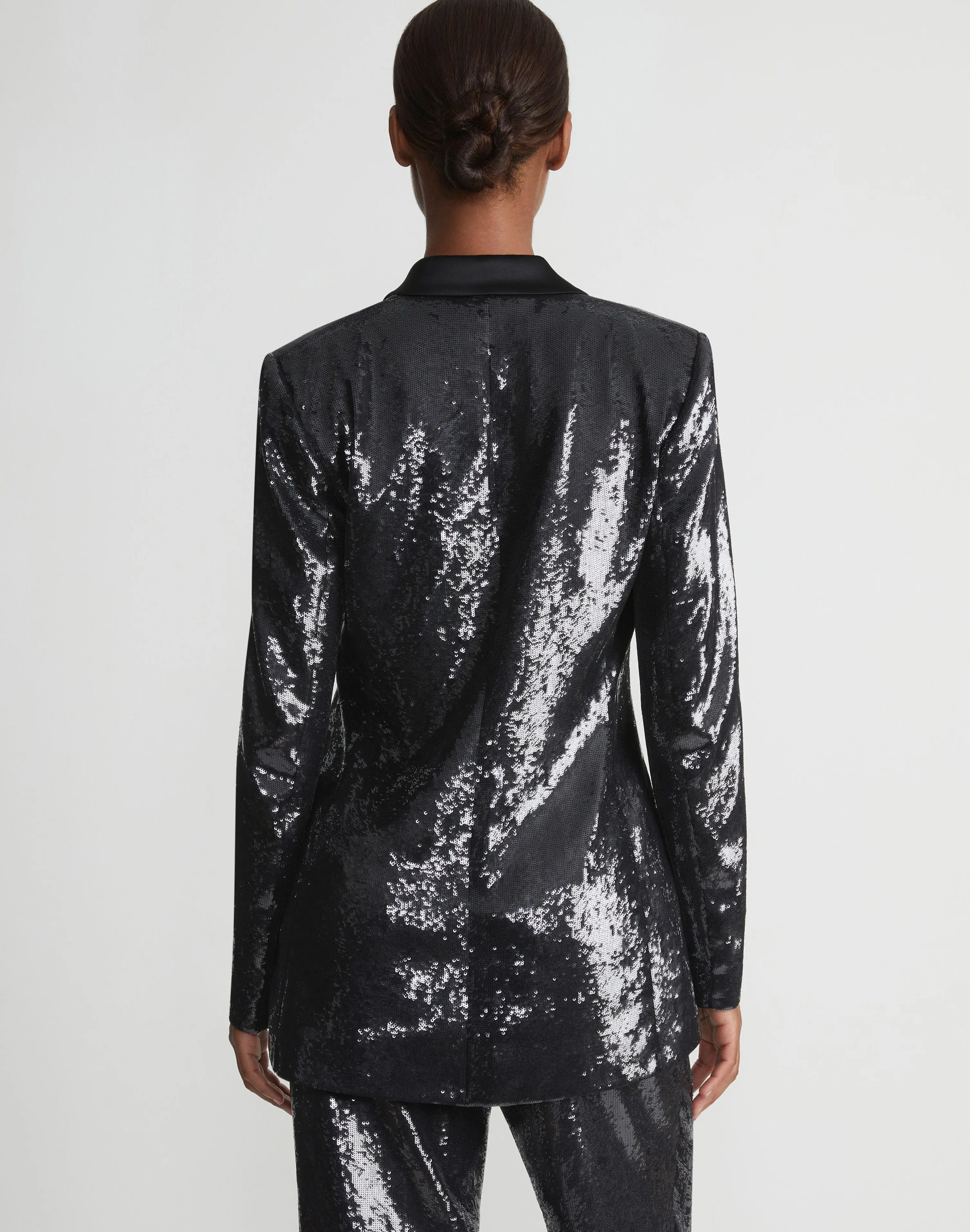 Sequin Chiffon Double Breasted Blazer