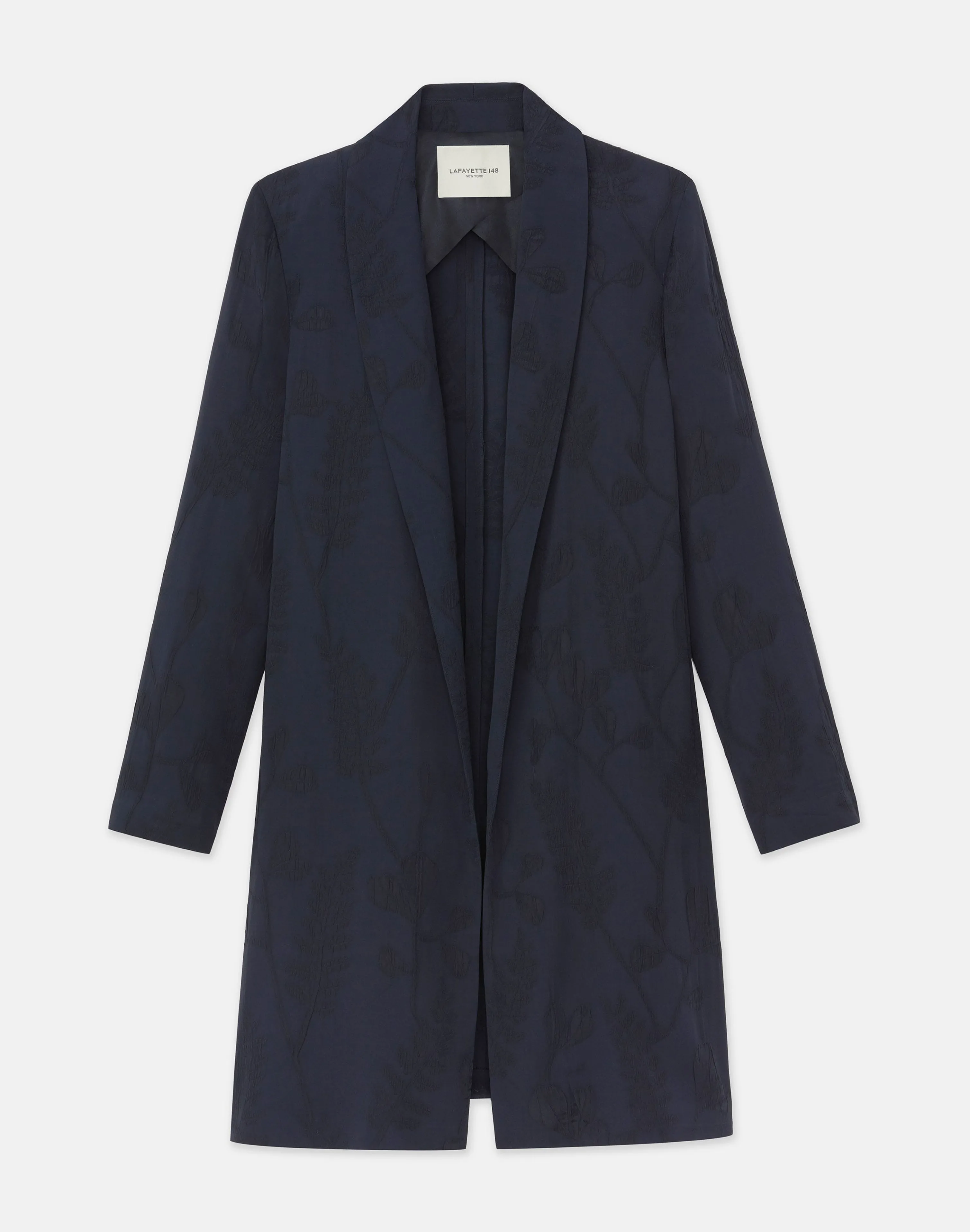 Flora Bloom Cloqué Jacquard Viscose Shawl Collar Jacket