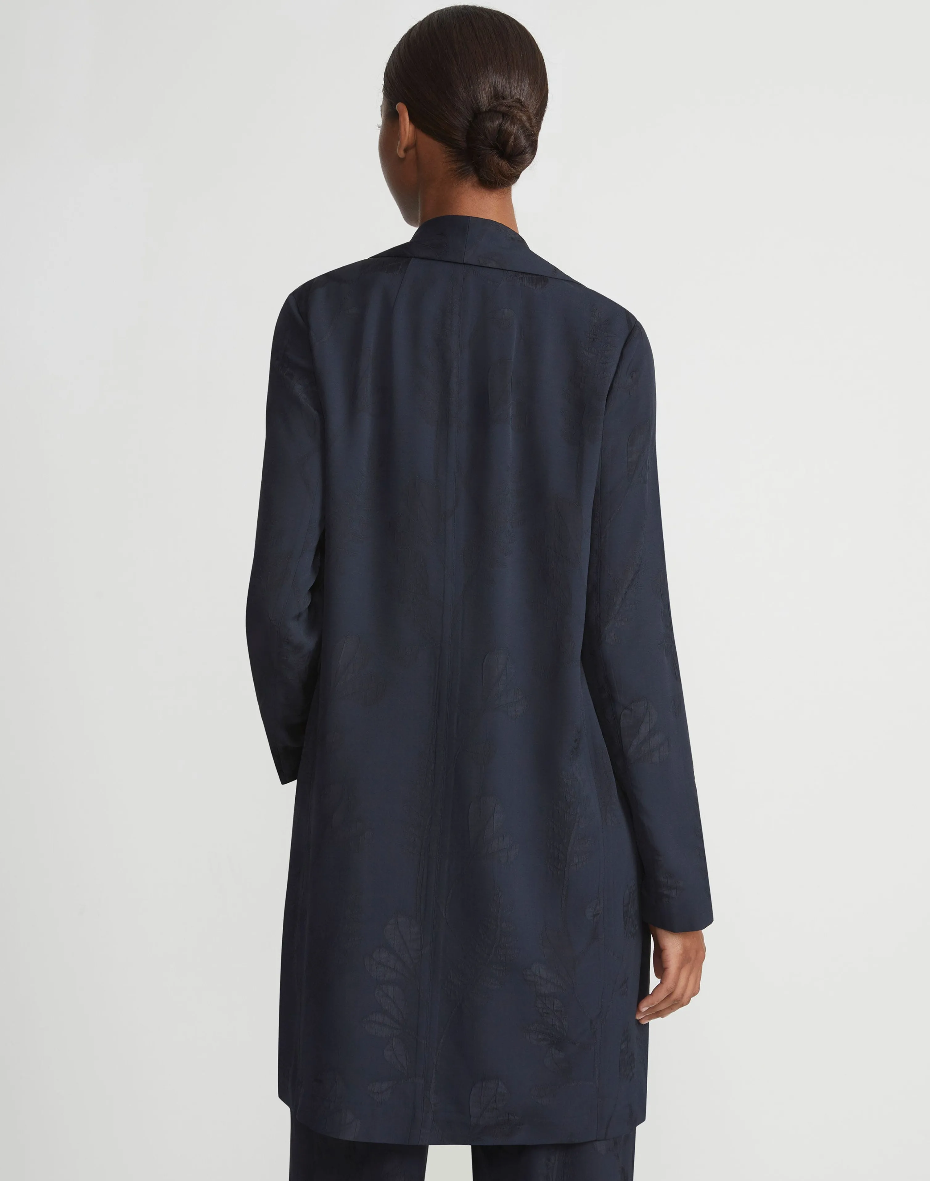 Flora Bloom Cloqué Jacquard Viscose Shawl Collar Jacket