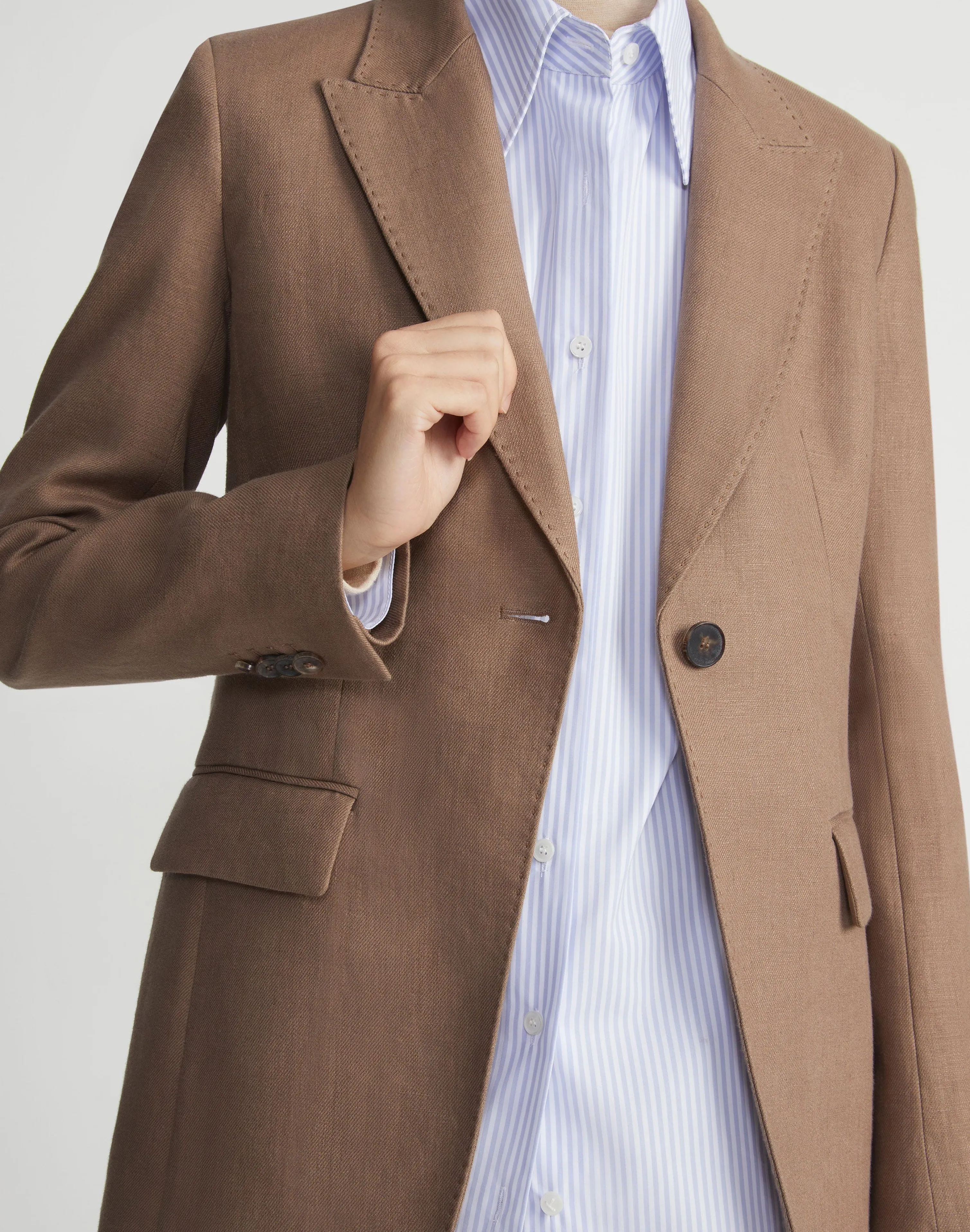 Linen Single Button Cutaway Blazer