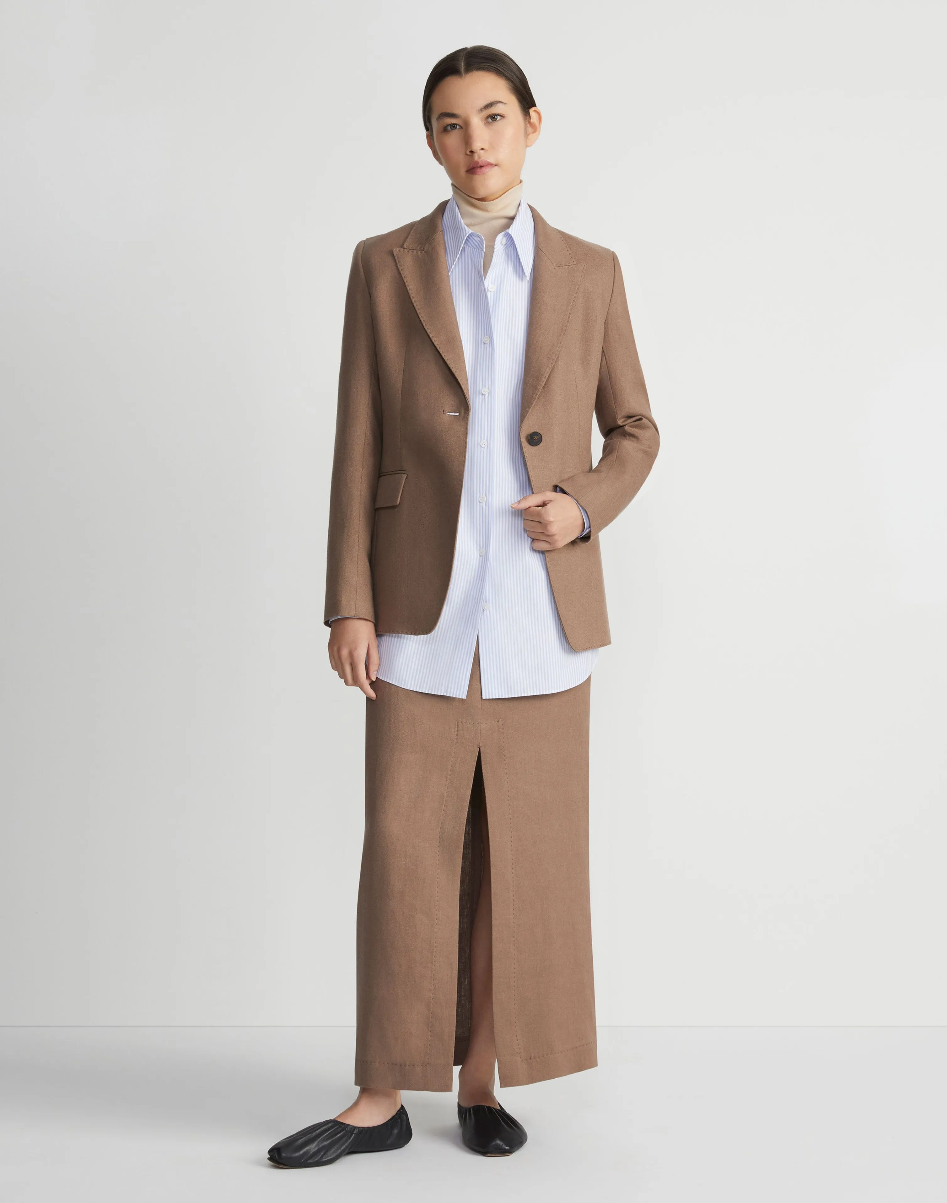 Linen Single Button Cutaway Blazer