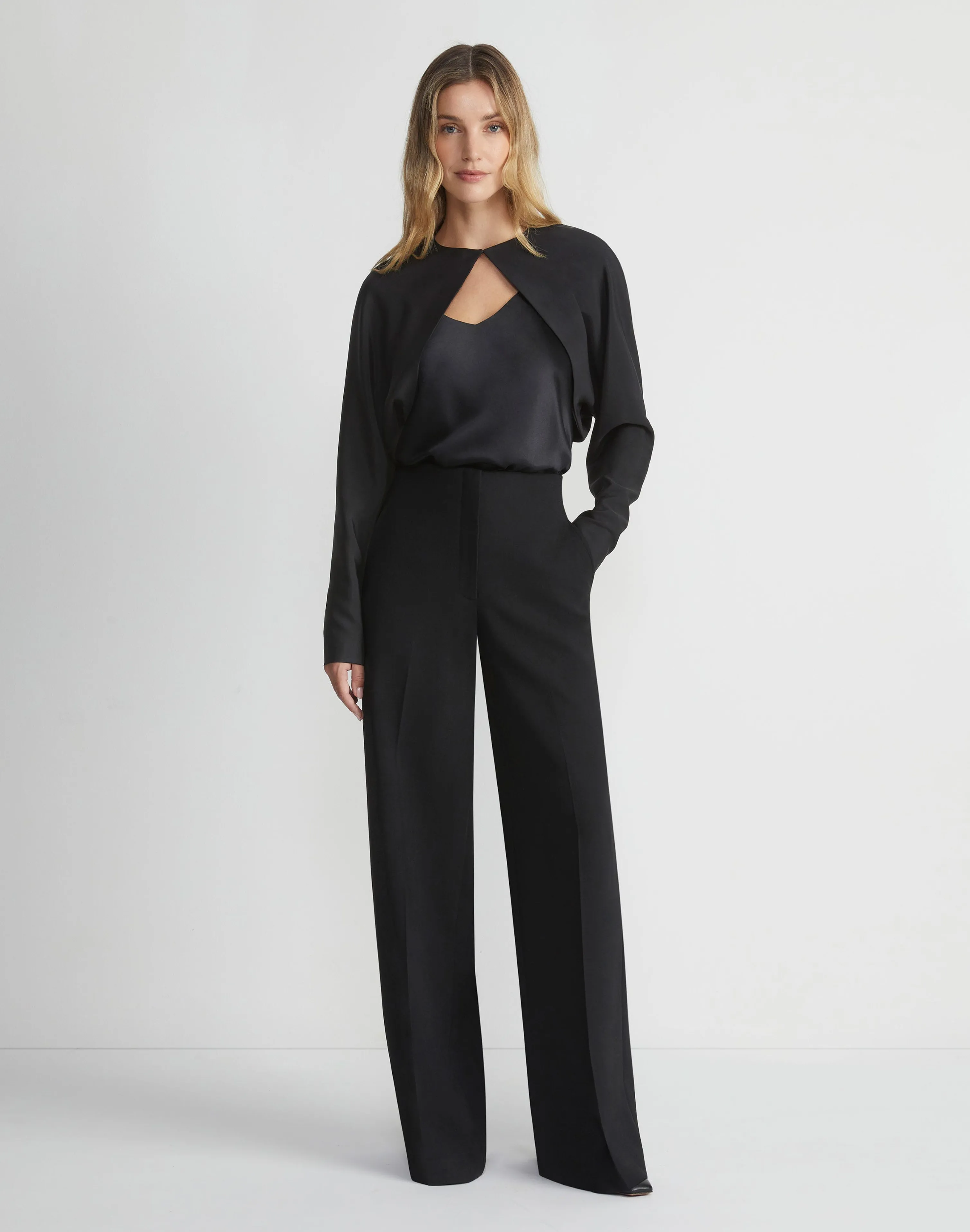 Silk Stretch Crepe De Chine Cutaway Bolero