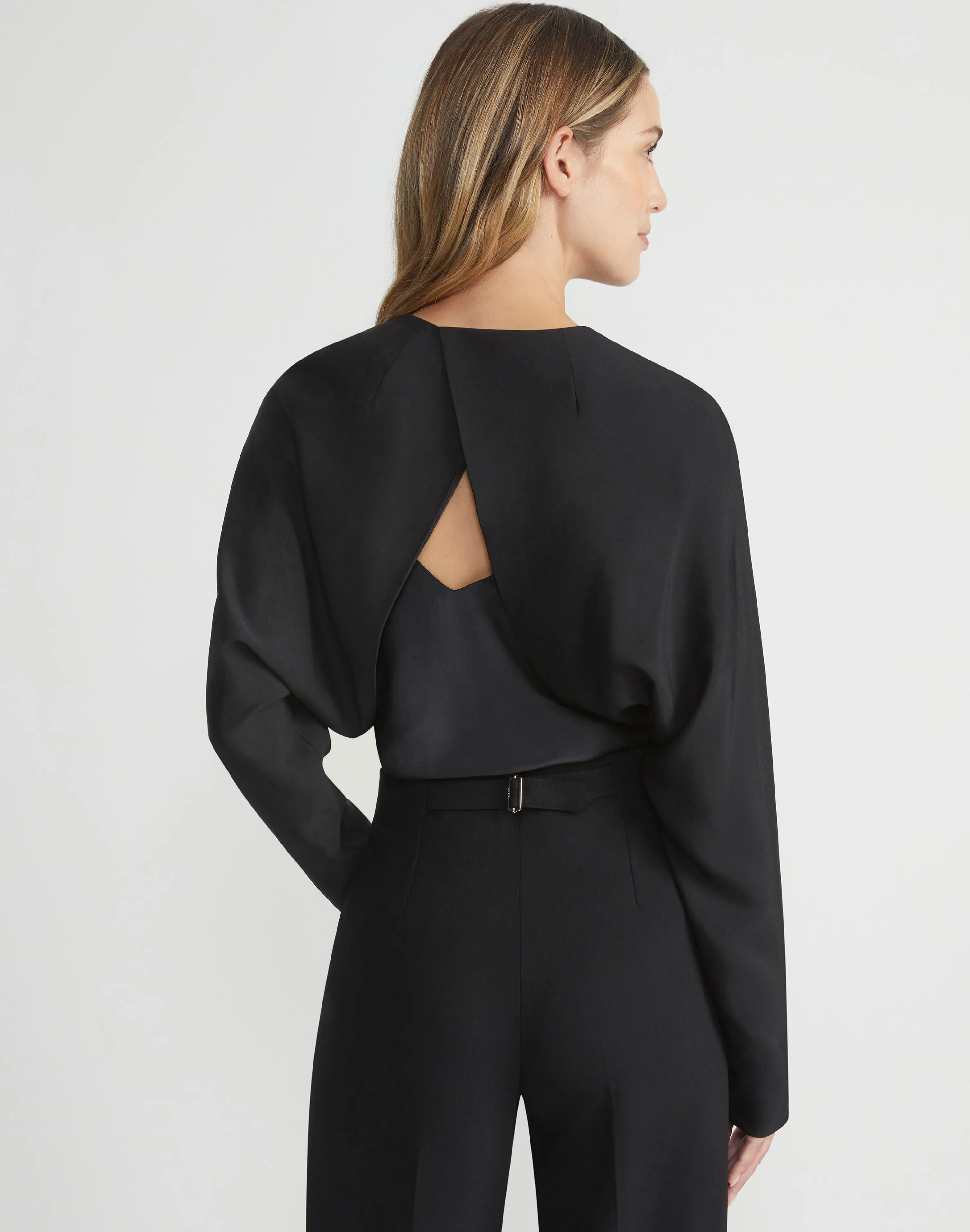 Silk Stretch Crepe De Chine Cutaway Bolero