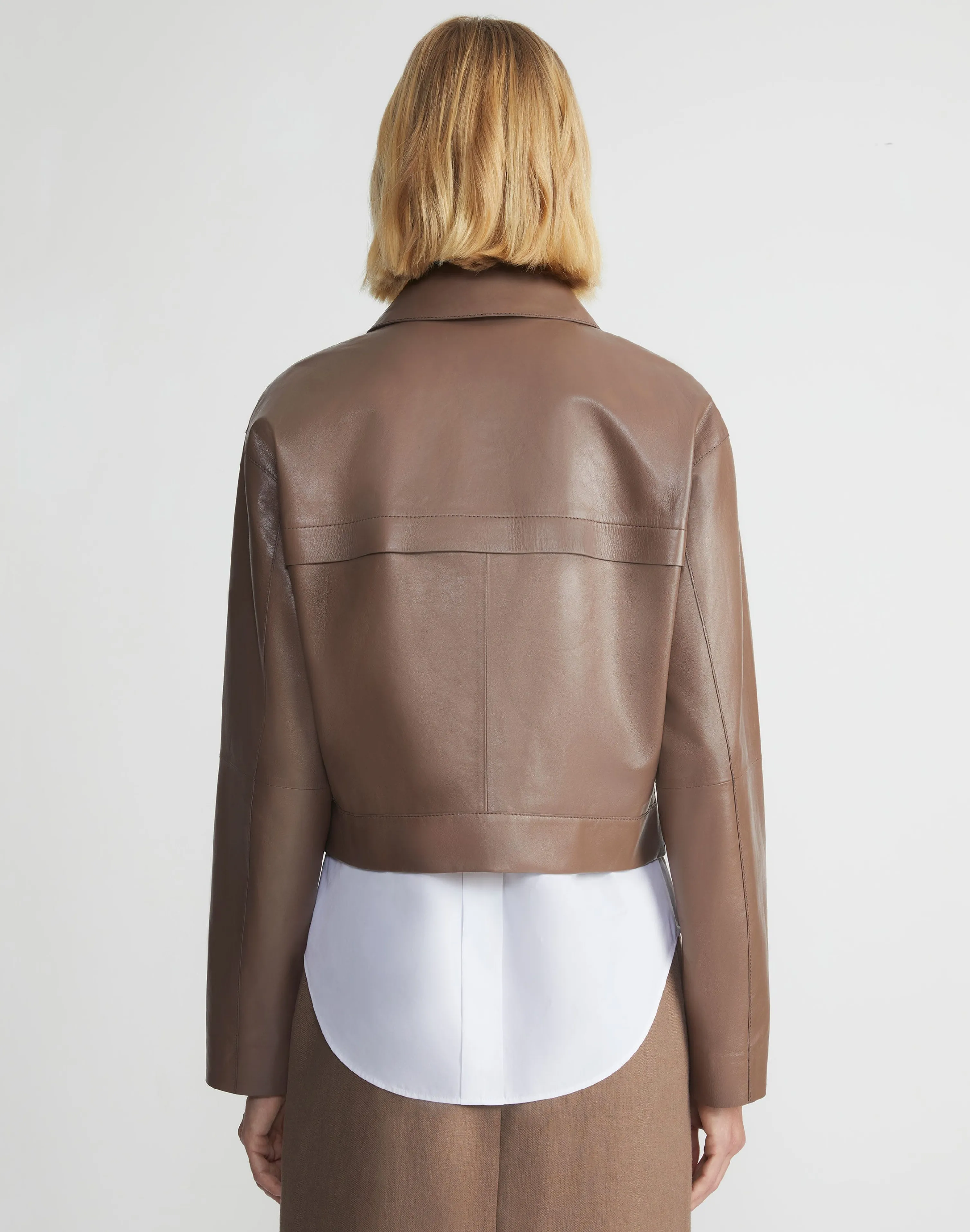 Nappa Leather Patch Pocket Bomber Jacket