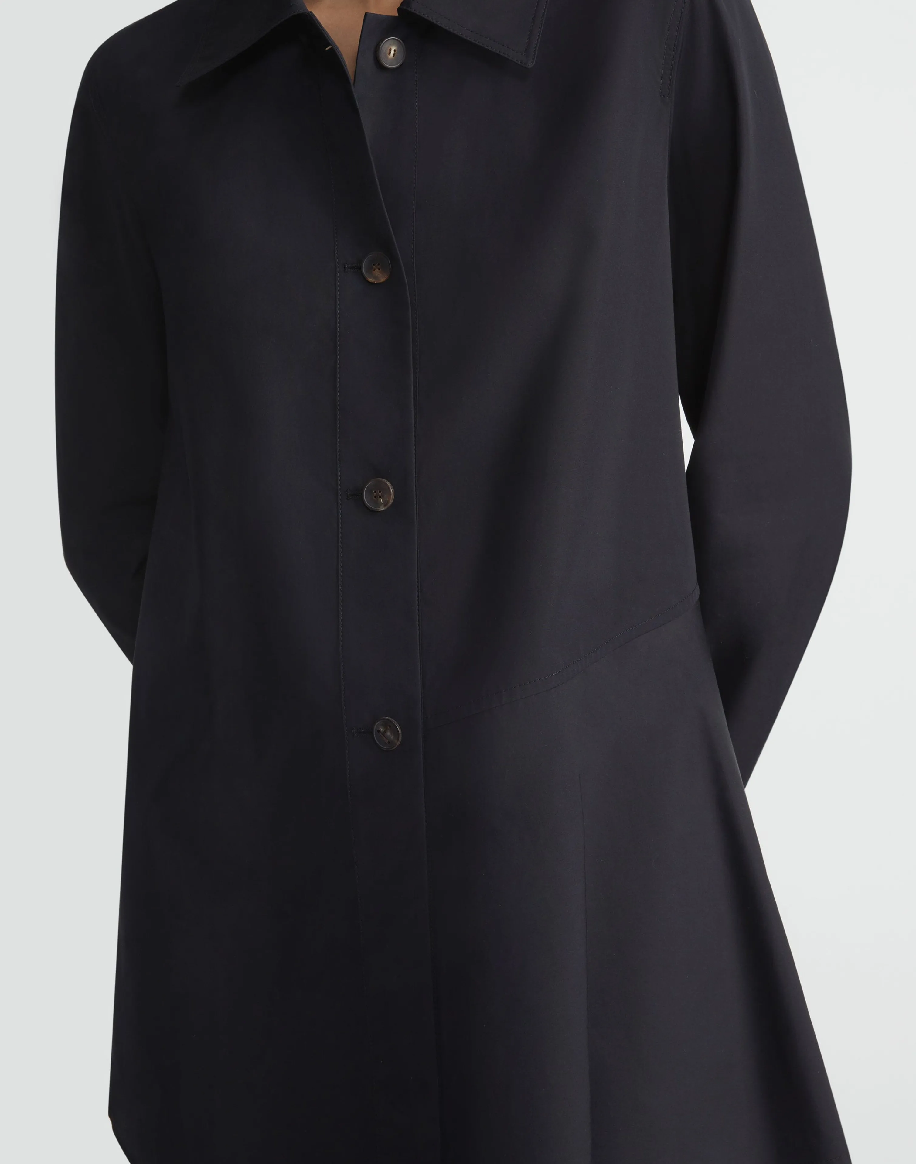 Organic Cotton Poplin Flounced Shirt Jacket