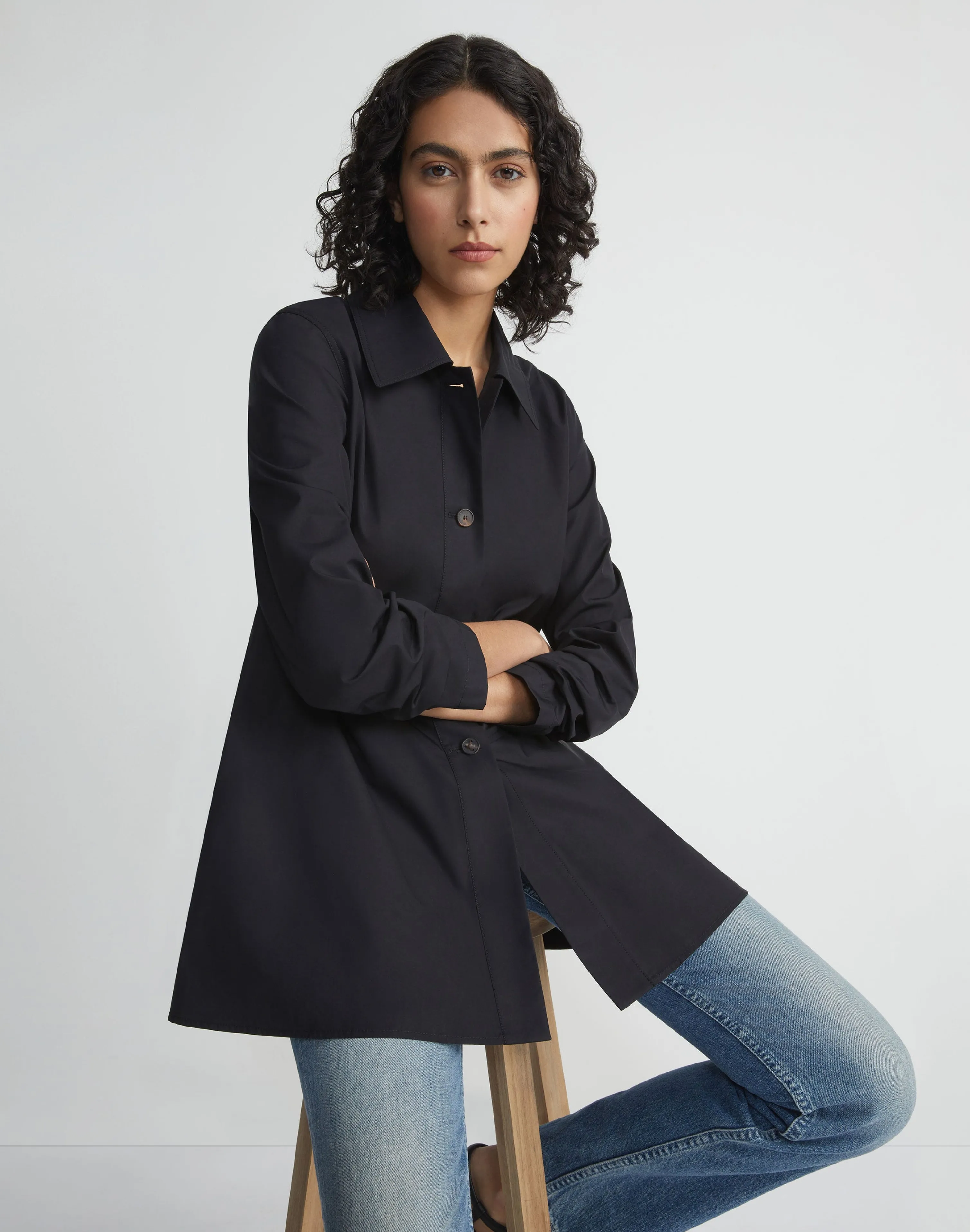 Organic Cotton Poplin Flounced Shirt Jacket