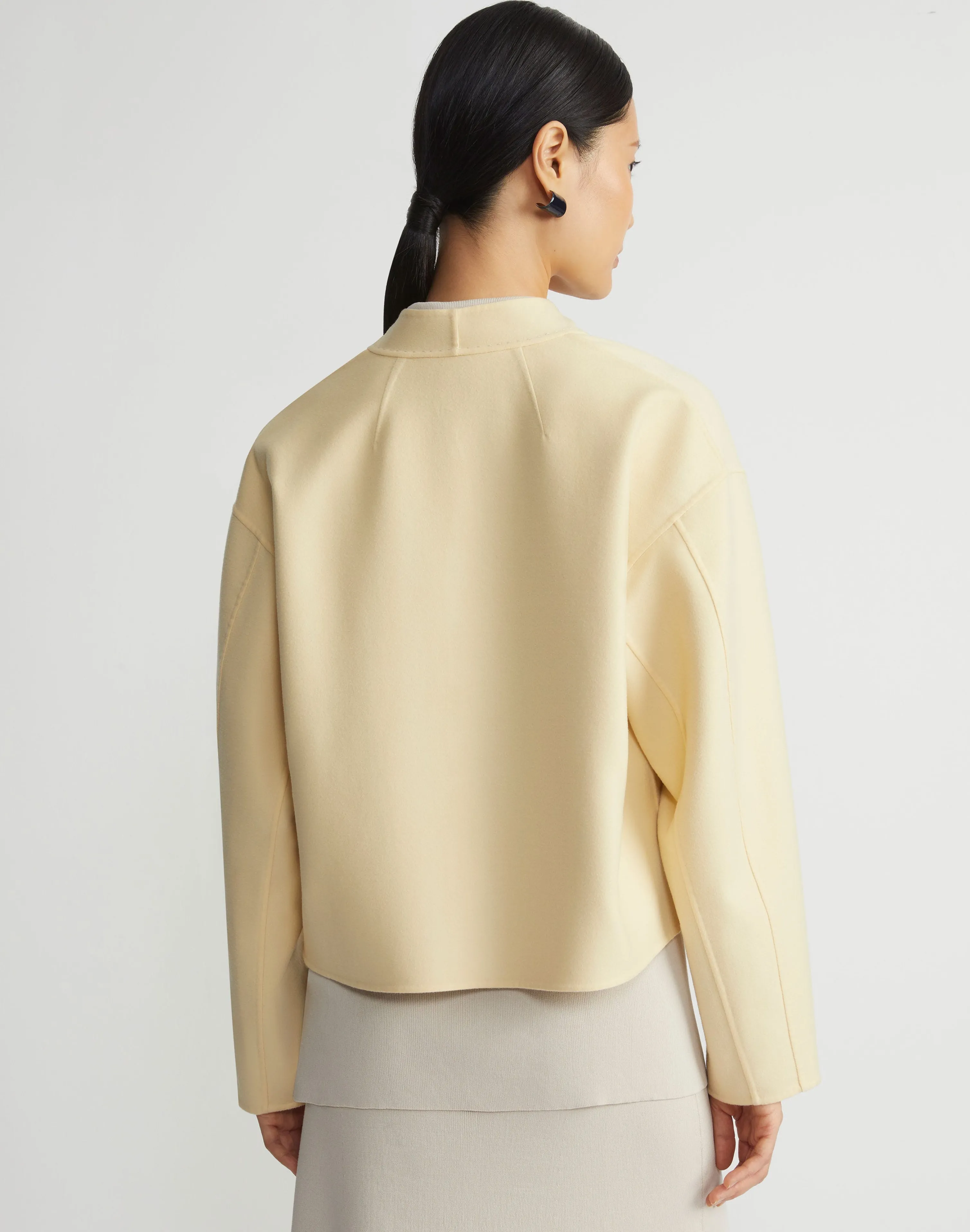 Wool-Silk Double Face Reversible Open Front Jacket