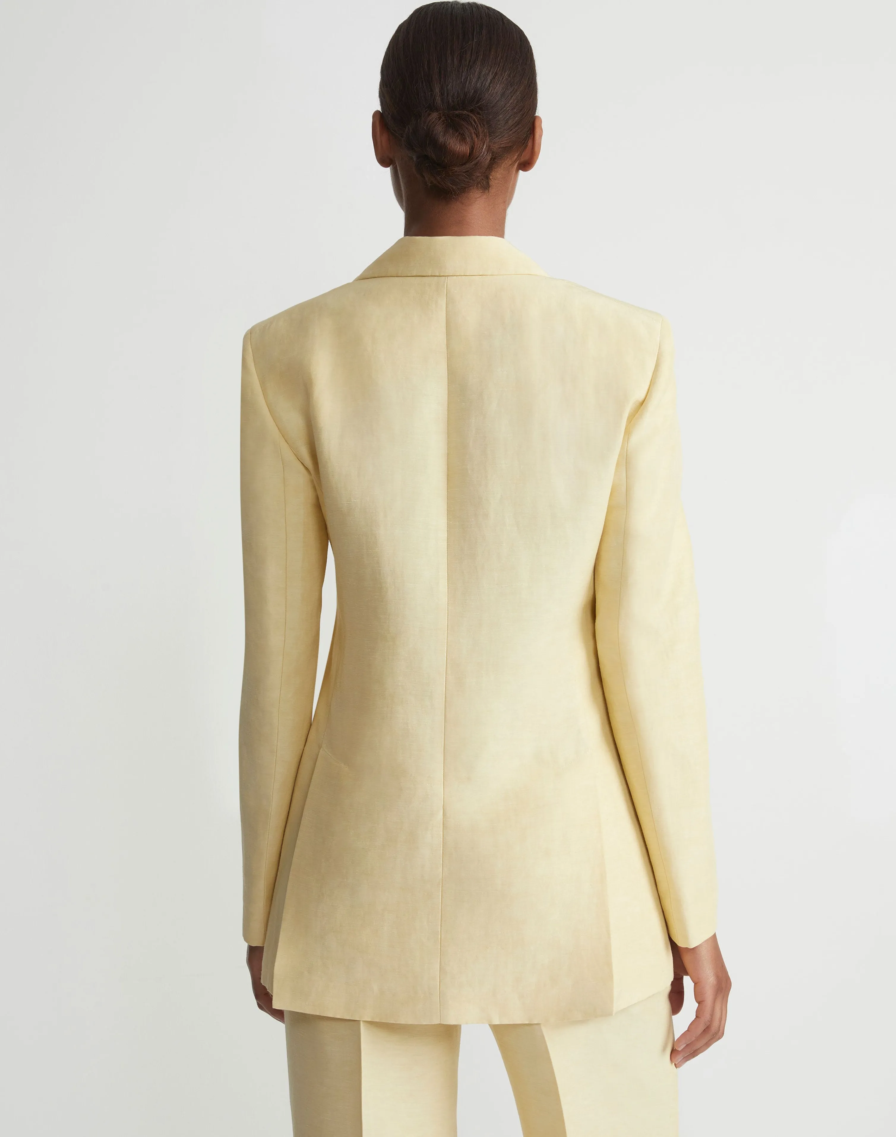 Linen-Viscose Peak Lapel Blazer