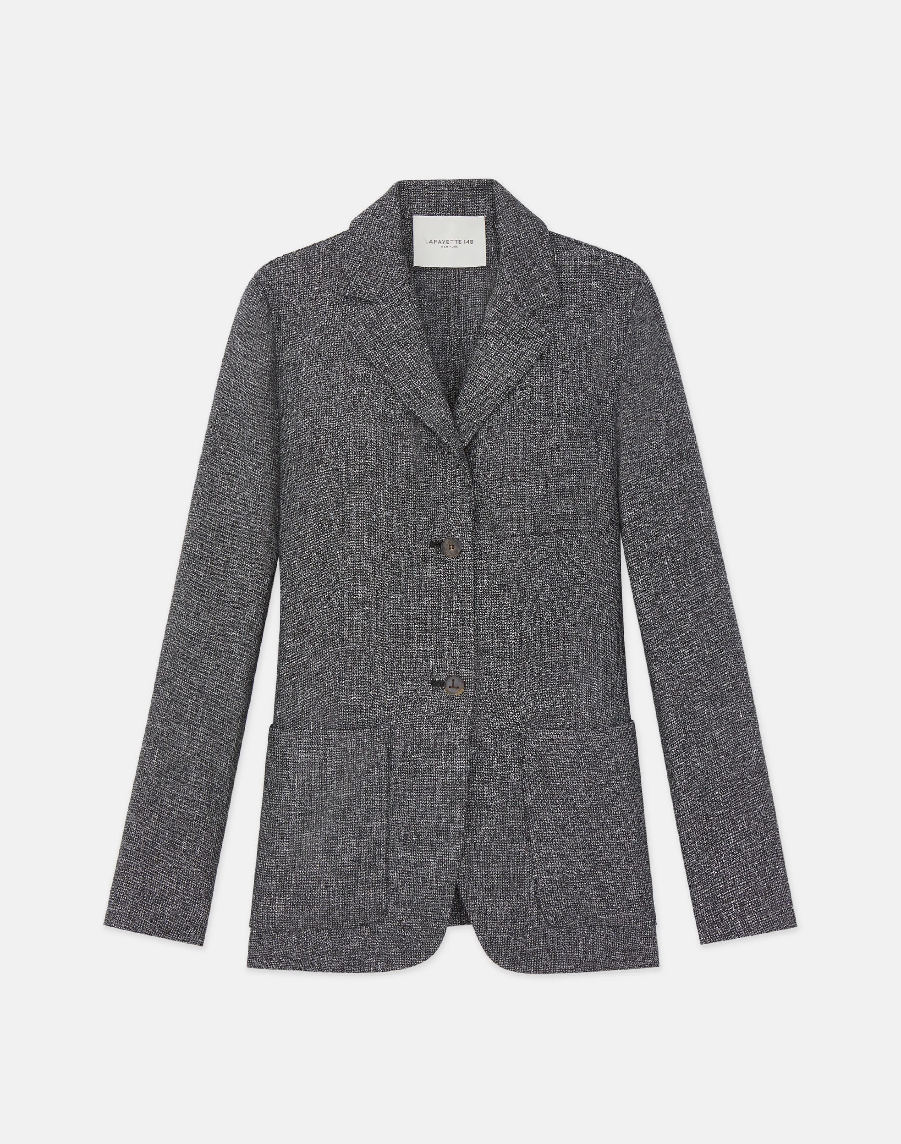 Marled Linen Basketweave Three Pocket Blazer