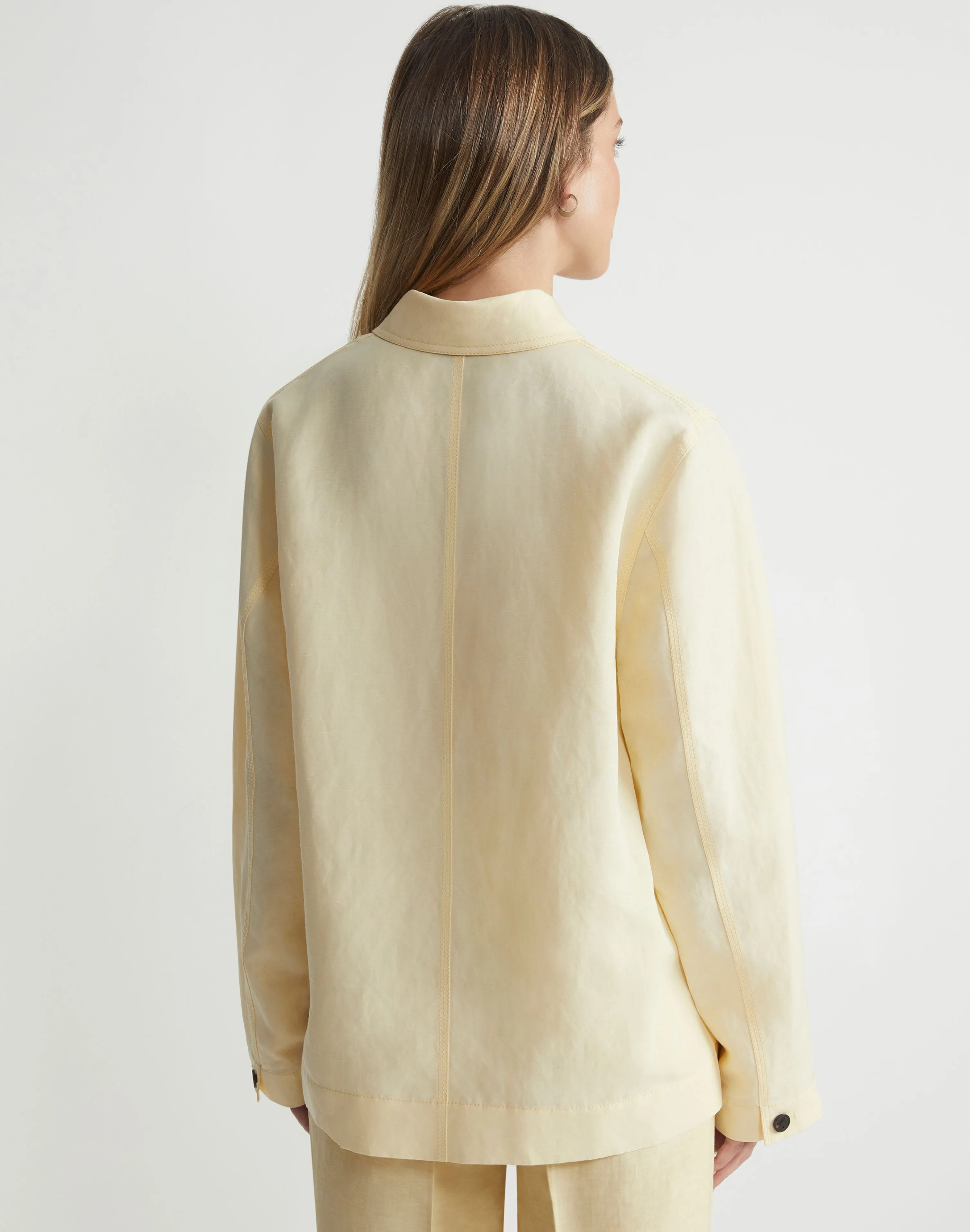 Silk-Linen Shawl Collar Shirt Jacket