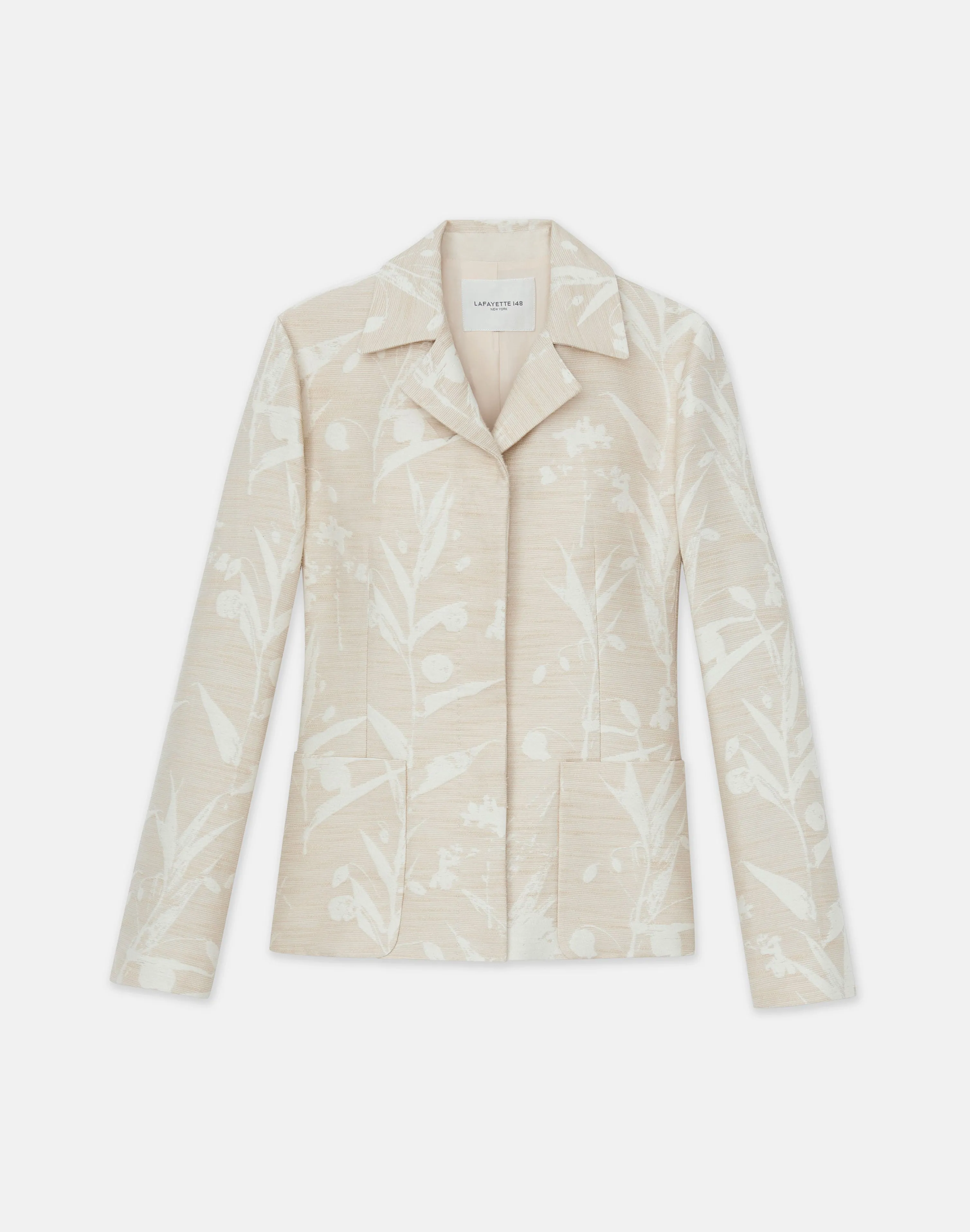 Eco Flora Jacquard Cotton-Silk Patch Pocket Blazer