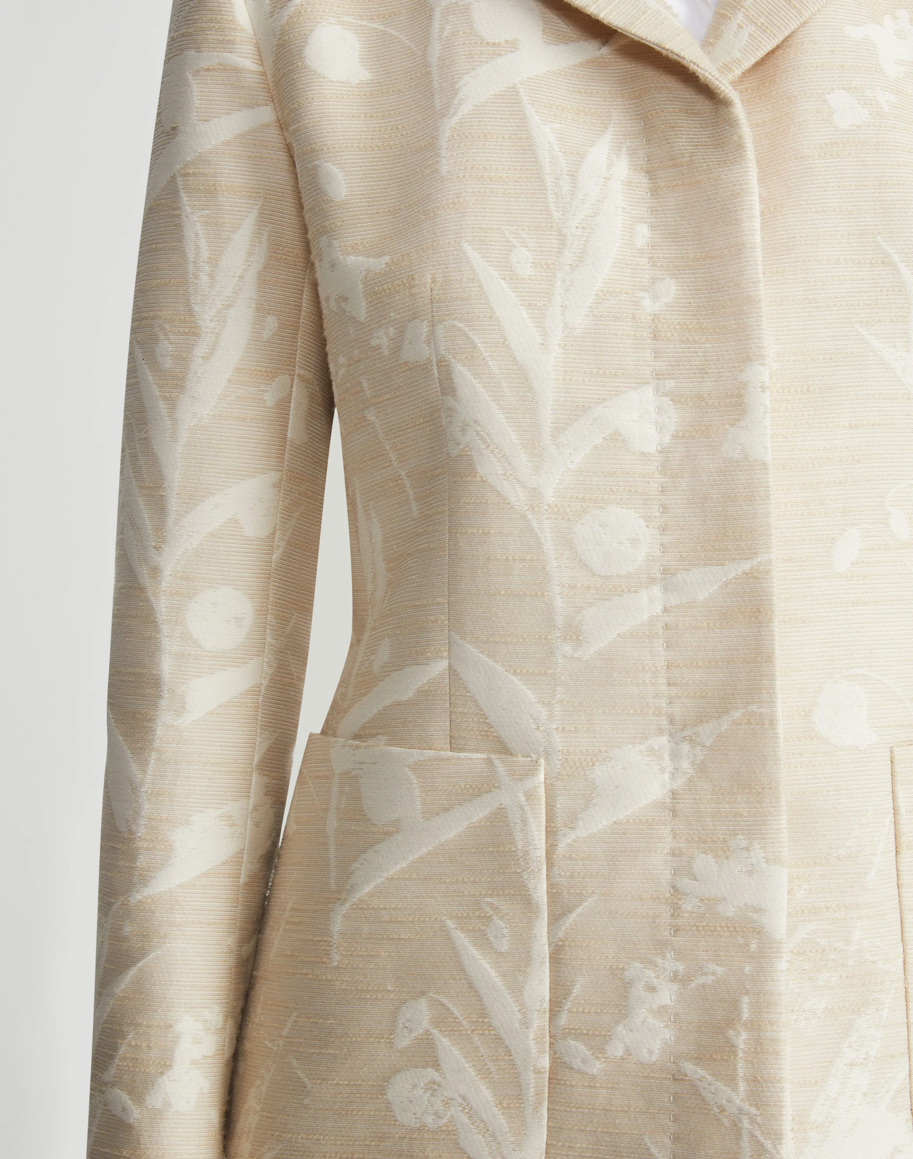 Eco Flora Jacquard Cotton-Silk Patch Pocket Blazer