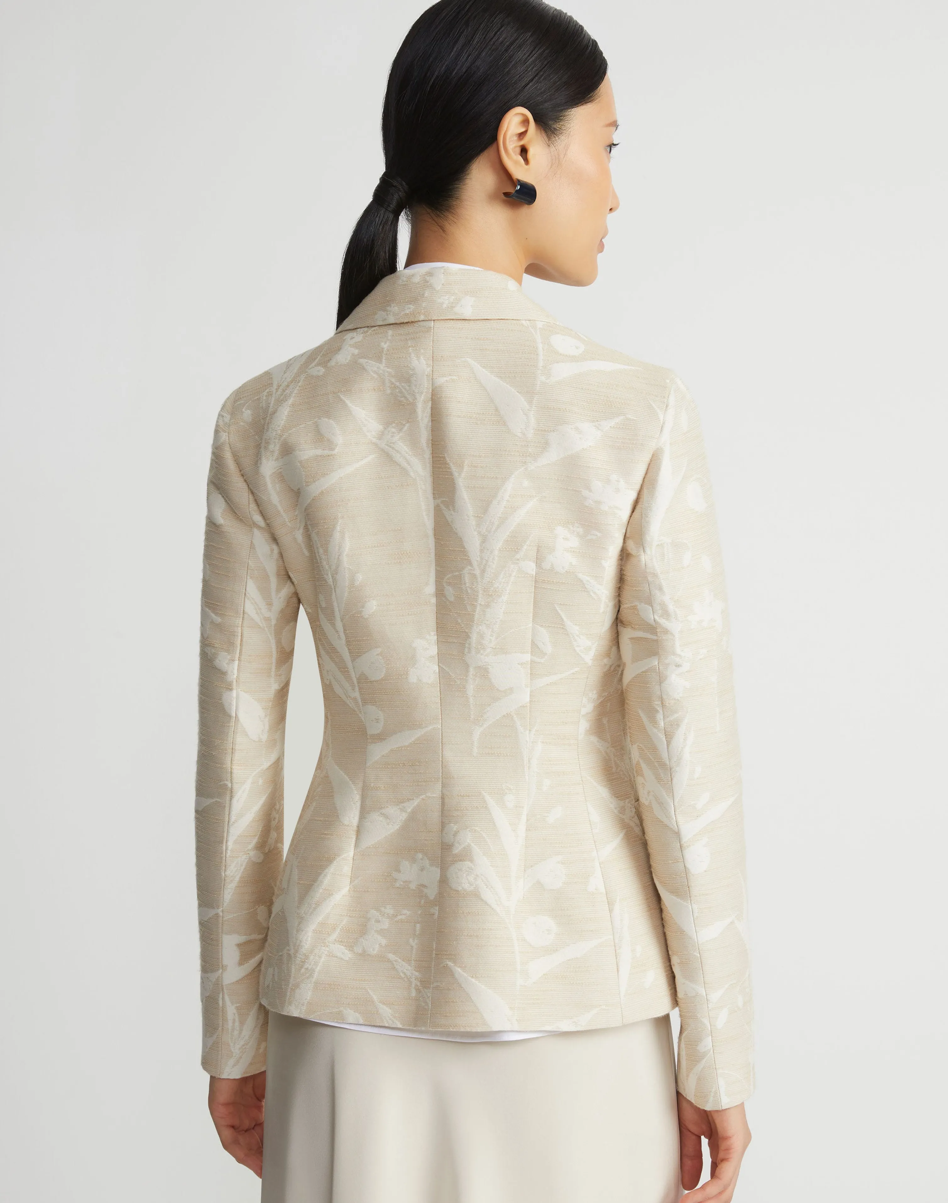 Eco Flora Jacquard Cotton-Silk Patch Pocket Blazer