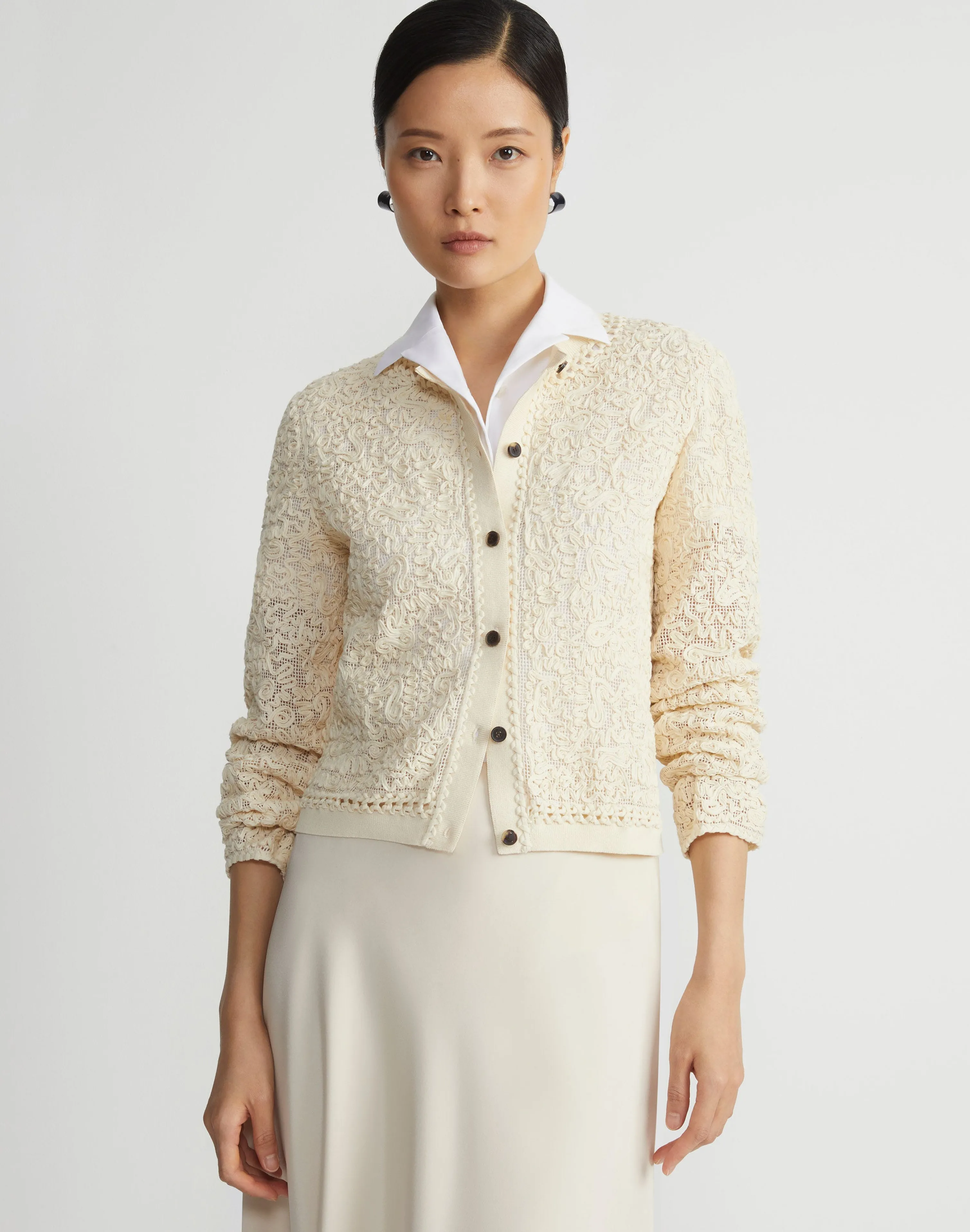 Soutache Embroidered Cotton Cardigan