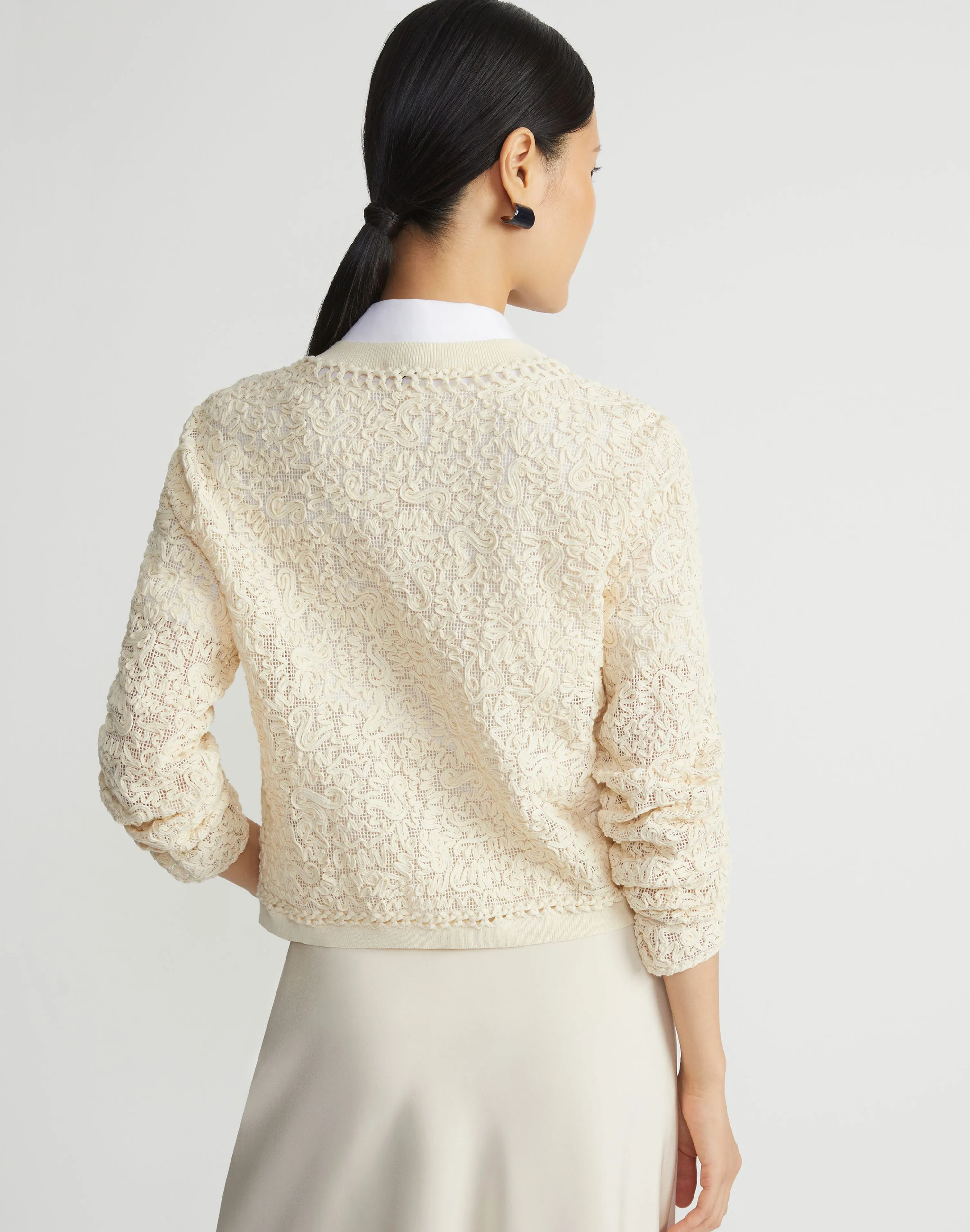 Soutache Embroidered Cotton Cardigan