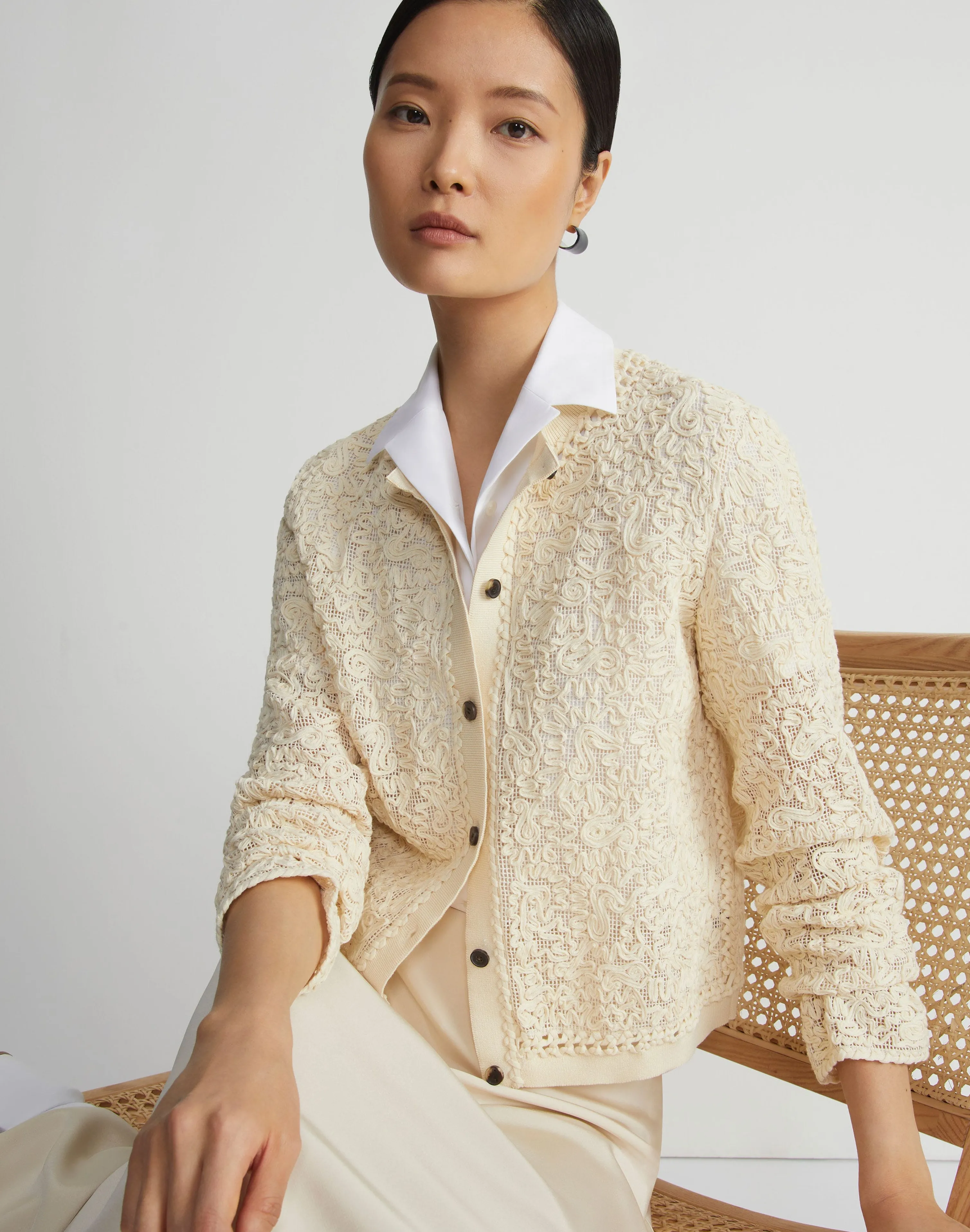 Soutache Embroidered Cotton Cardigan