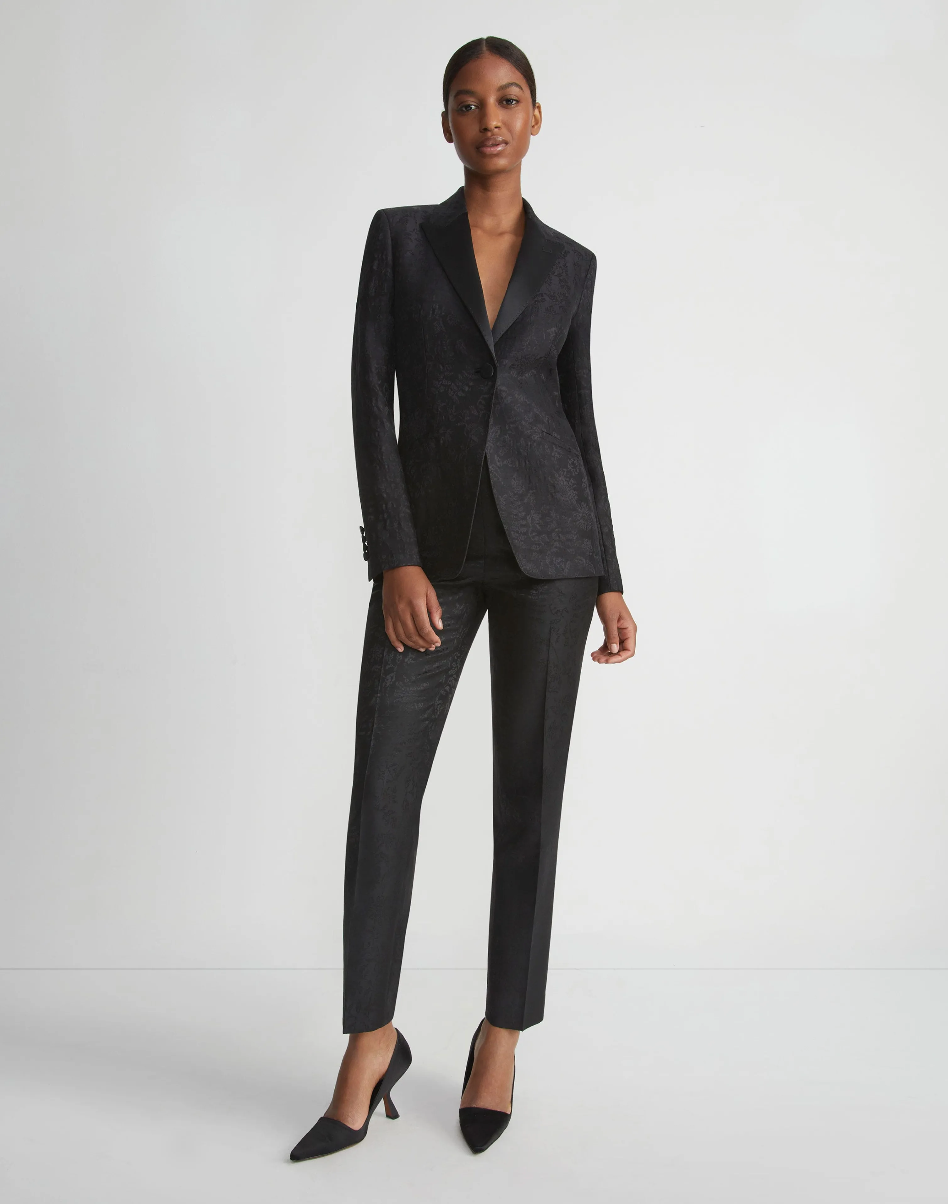 Flora Bloom Jacquard Wool-Silk Clinton Ankle Pant