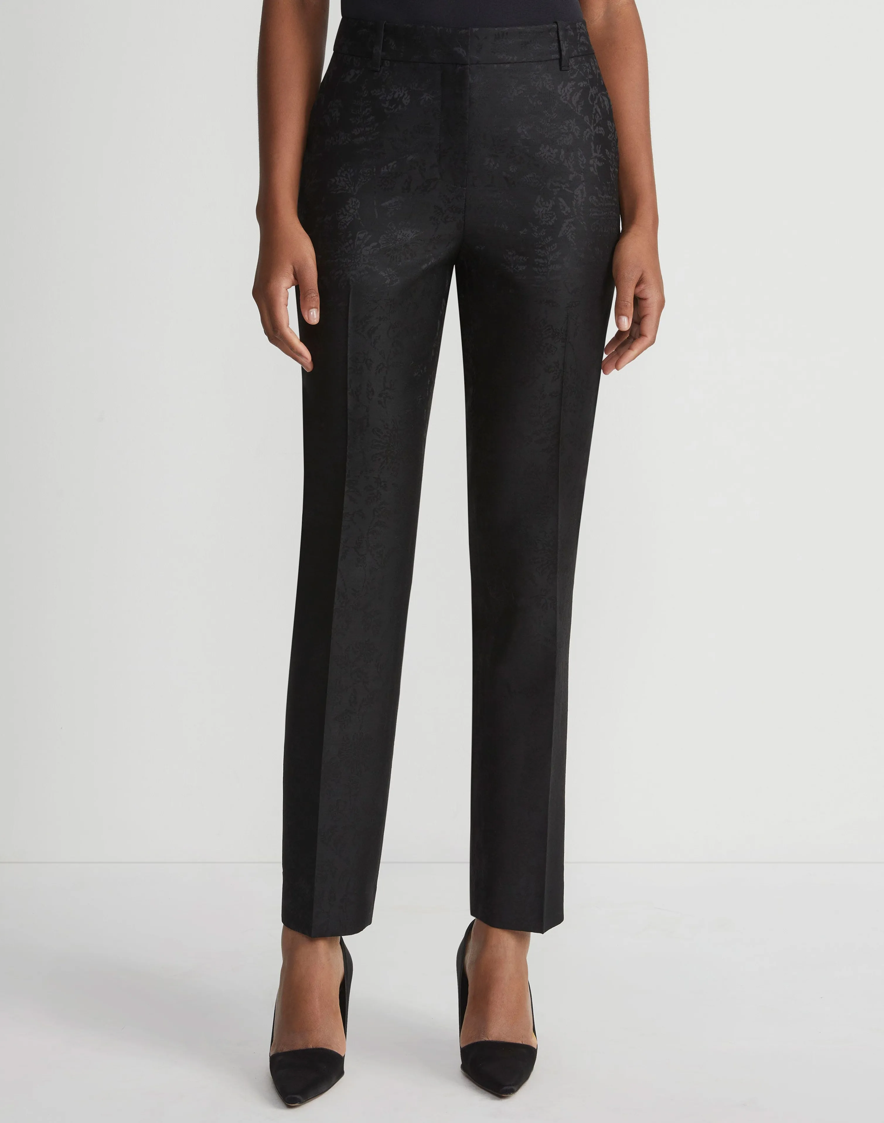 Flora Bloom Jacquard Wool-Silk Clinton Ankle Pant