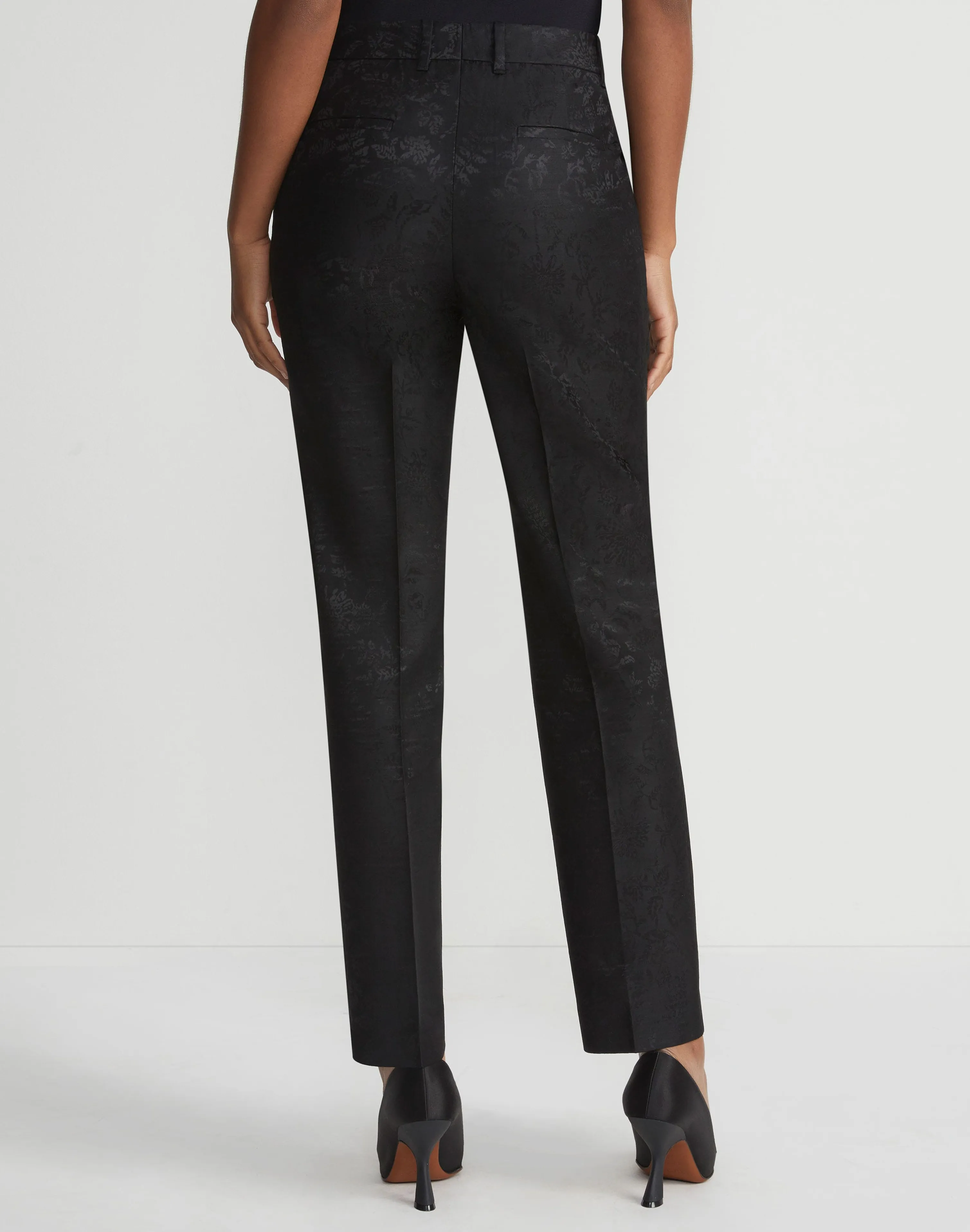 Flora Bloom Jacquard Wool-Silk Clinton Ankle Pant