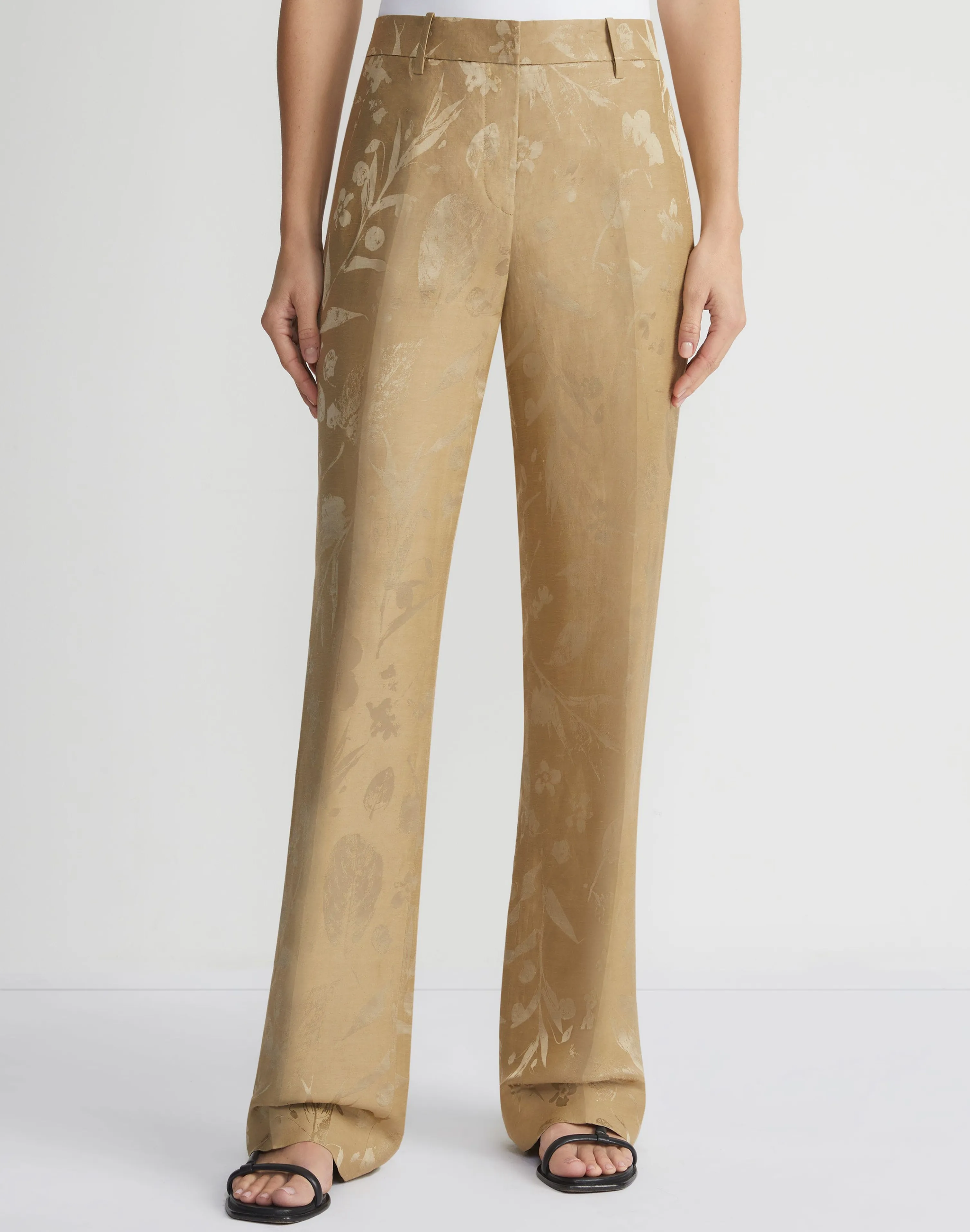 Eco Flora Jacquard Linen-Viscose Gates Pant